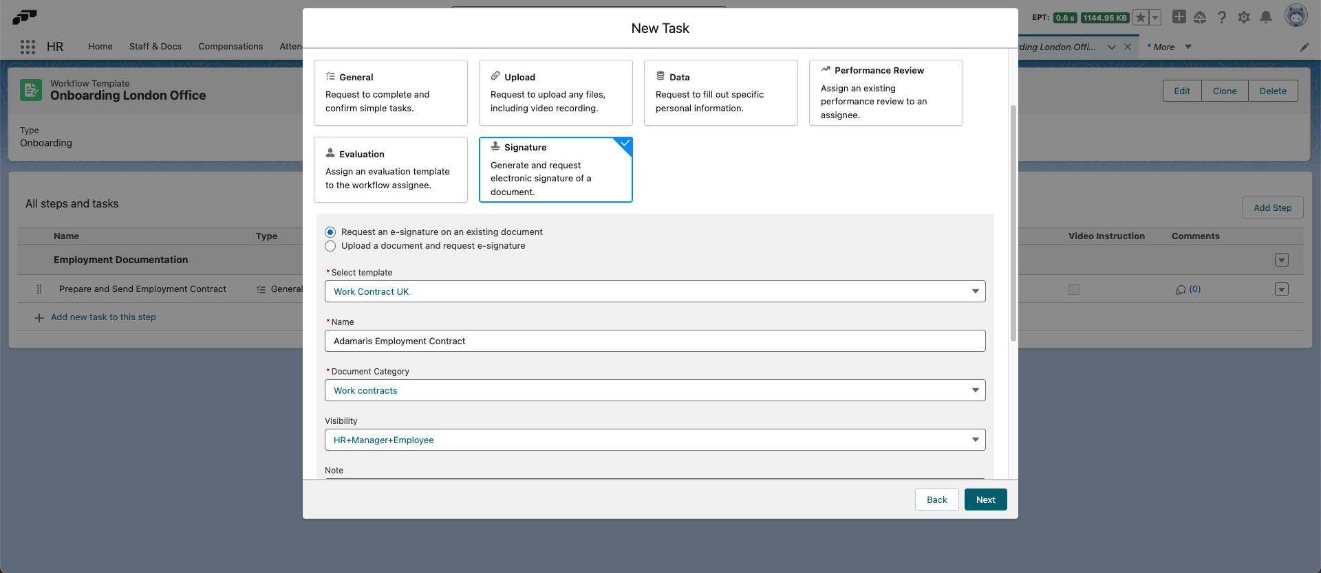 Add a Signature task to a worklow template