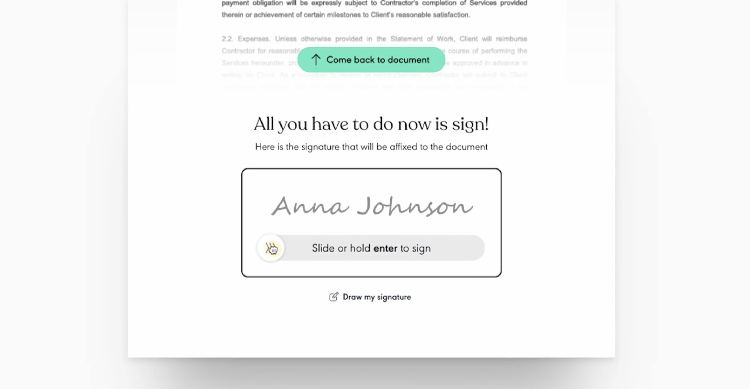 Signing a document using flair