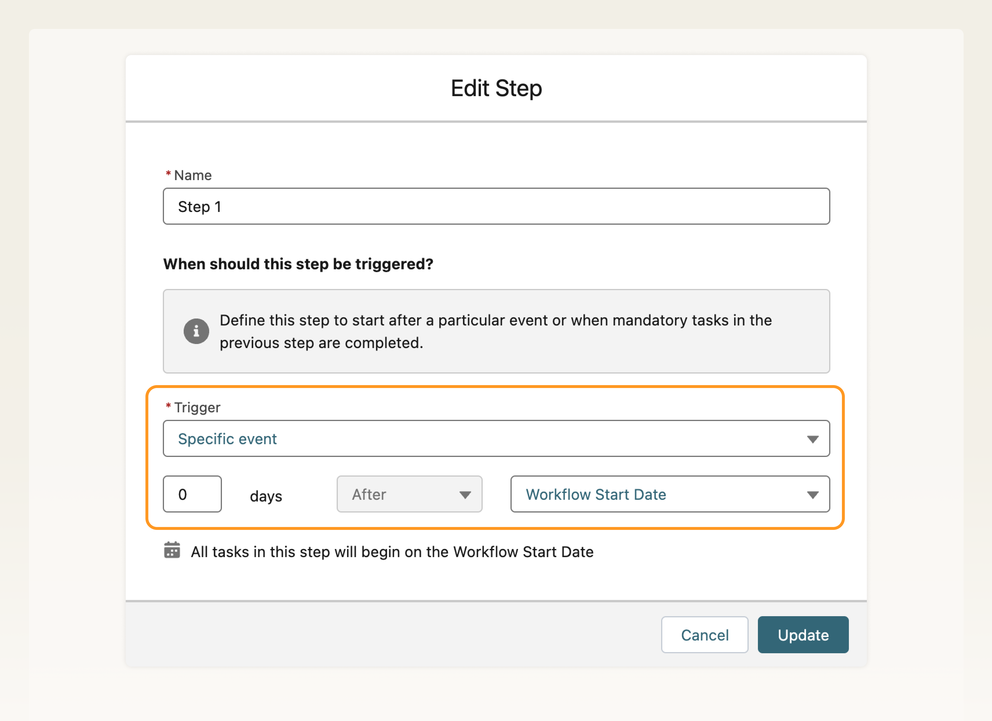 Editing start dates for steps via new triggers
