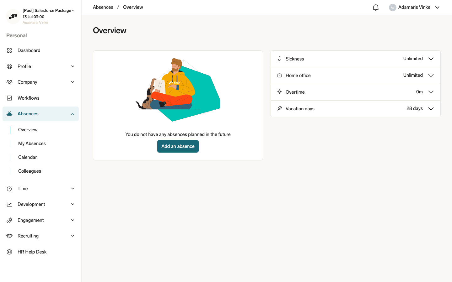 Personal allowances and absences in the Employee Hub