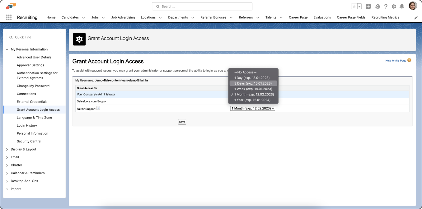 Customer Support Access Duration