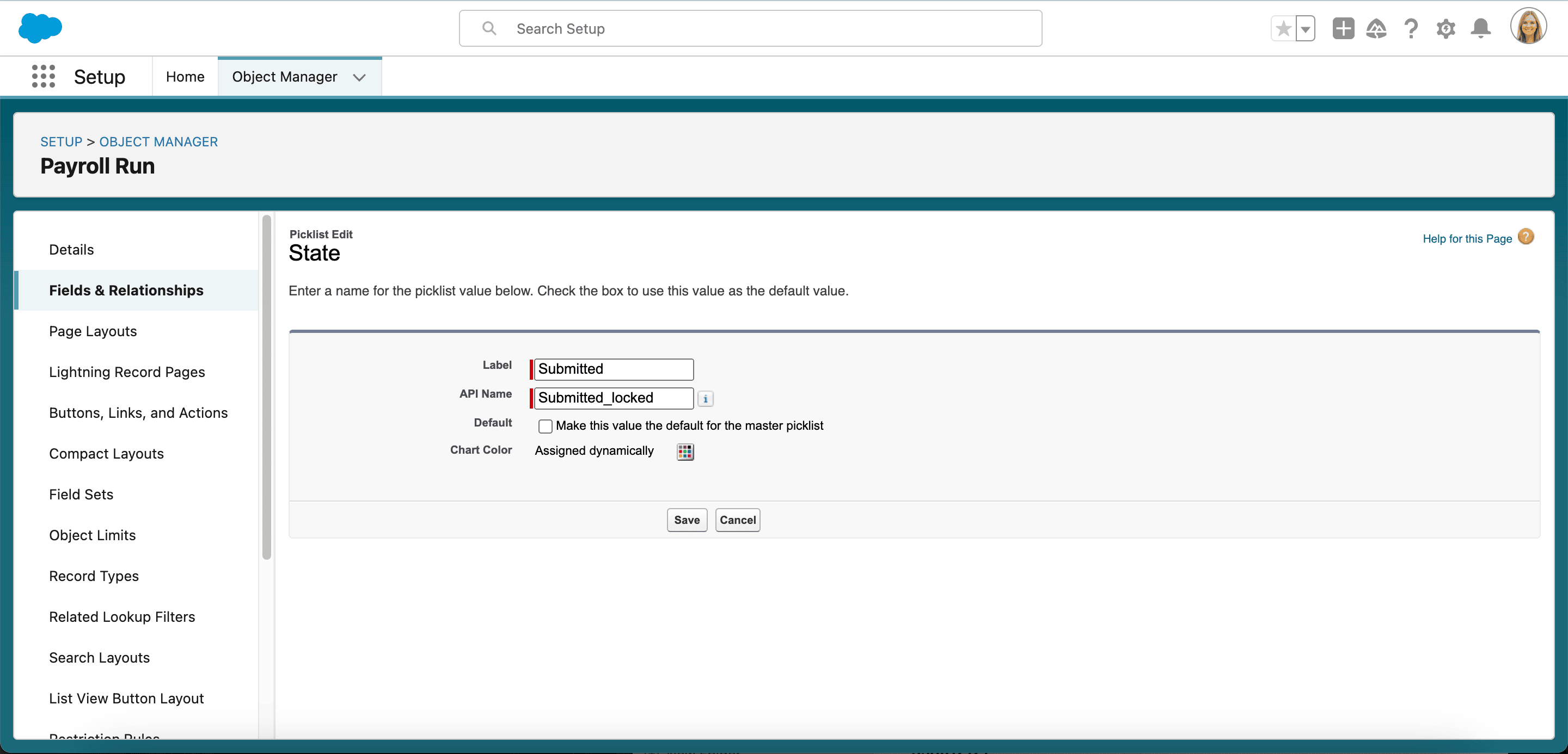 Locked State value for a Payroll Run