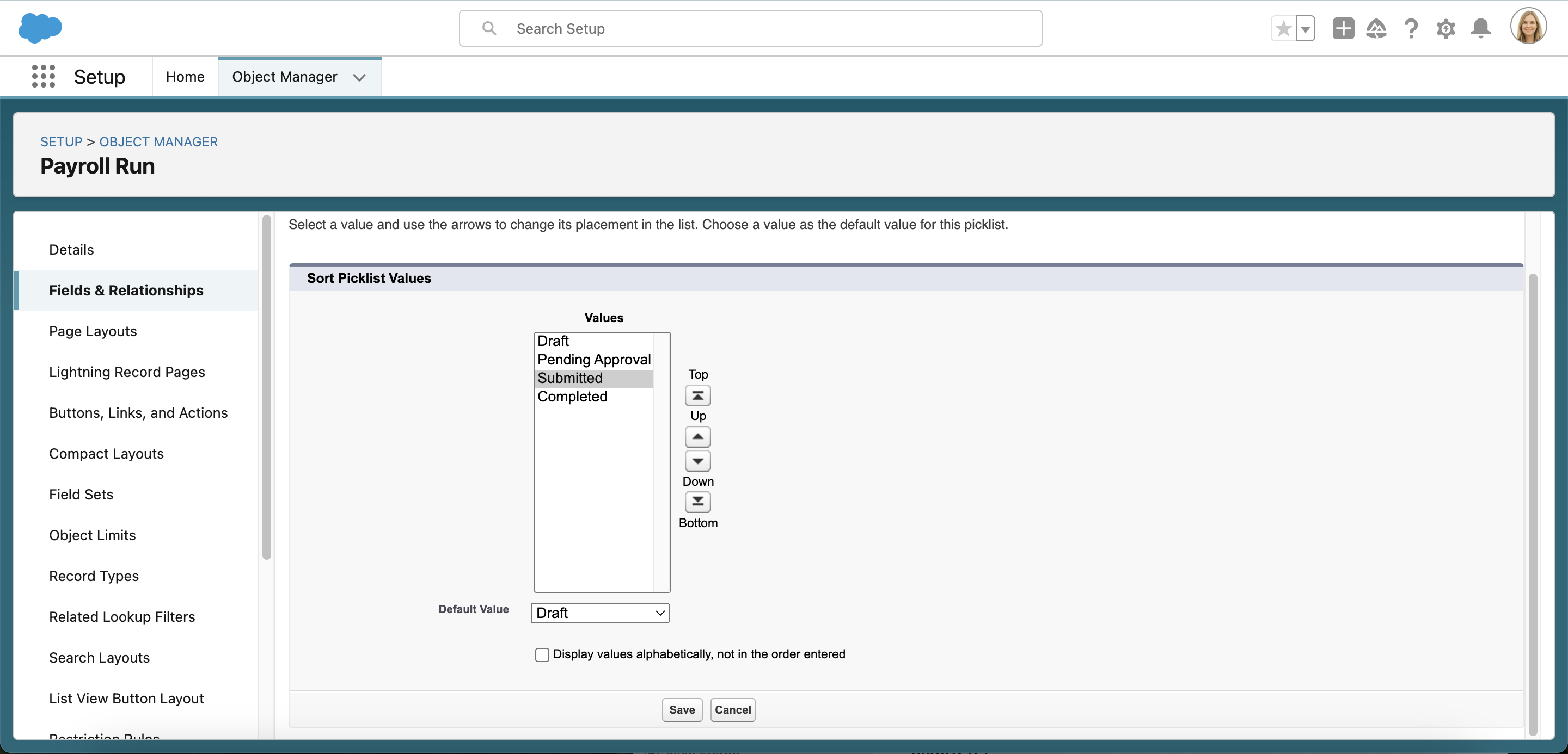 Change the order of your payroll run stages