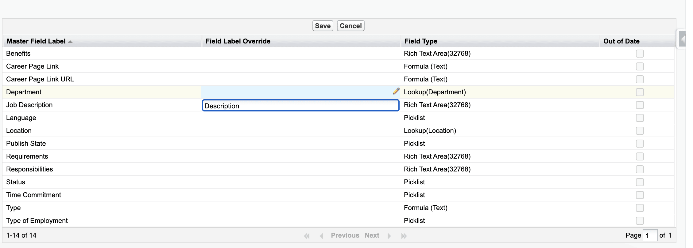 Career page custom sections, step 2 in Rename Job Sections