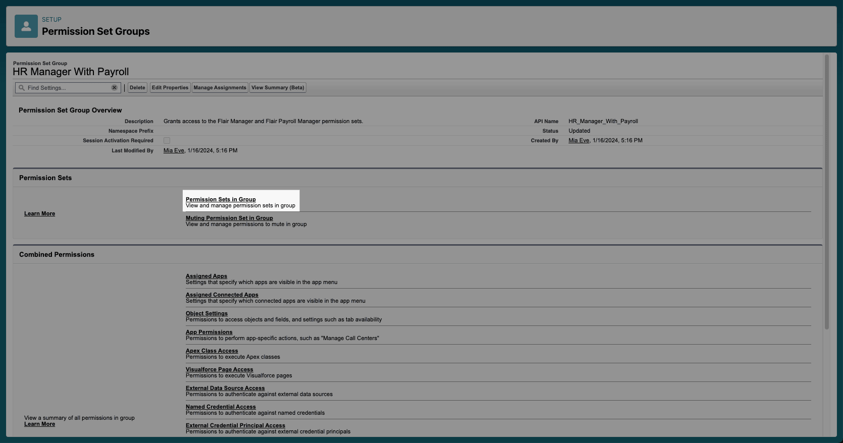 Add Permission Set action in a permission set group