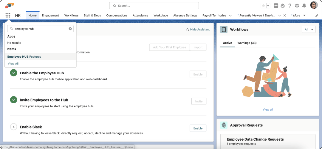 Employee Hub Features in the Salesforce App Launcher