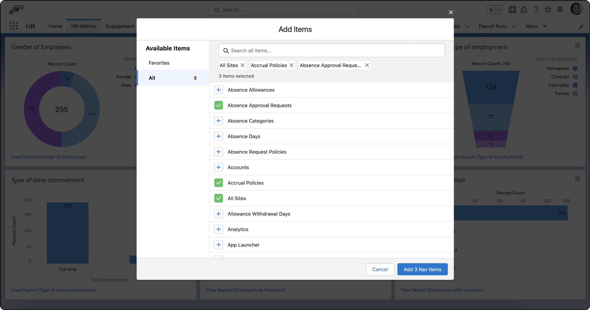 Adding new items to the Salesforce navigation bar