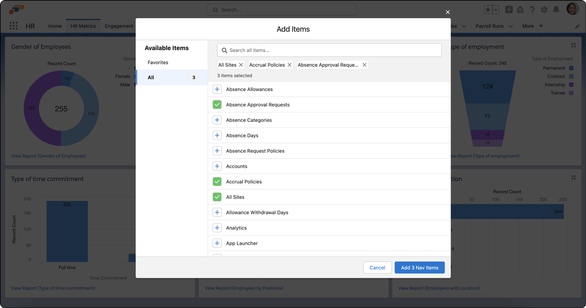 Adding new items to the Salesforce navigation bar