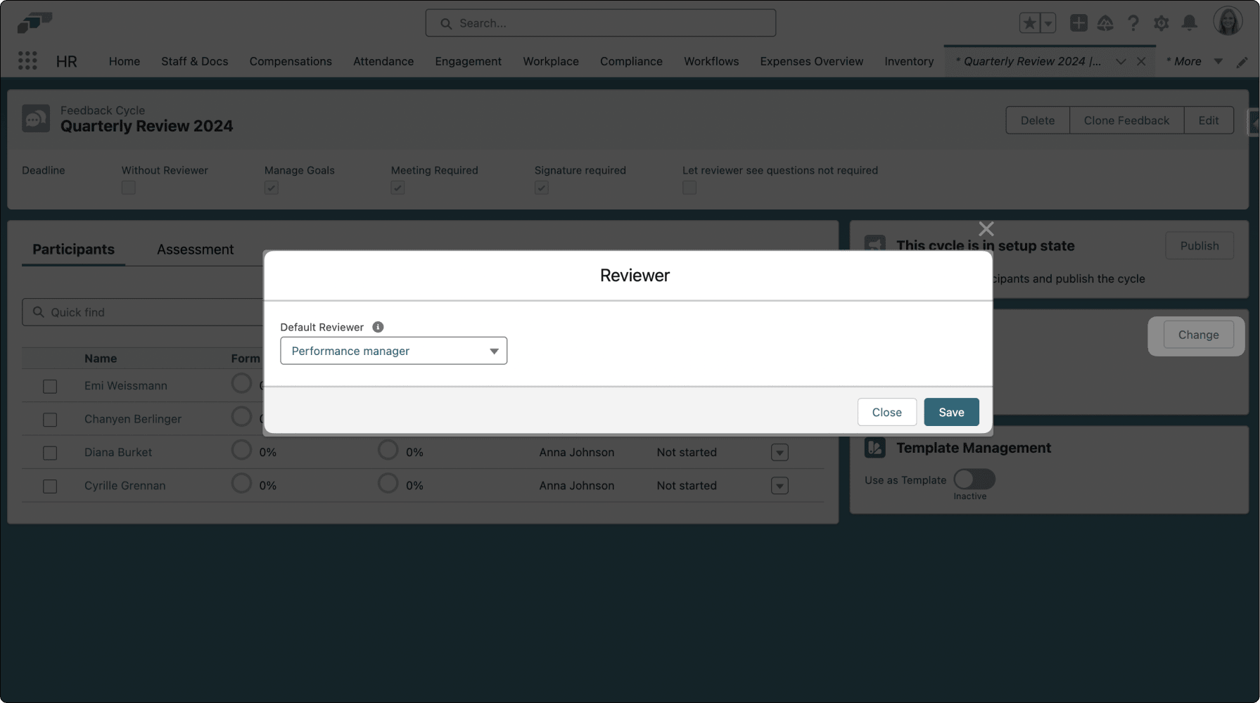 Default Reviewer setting