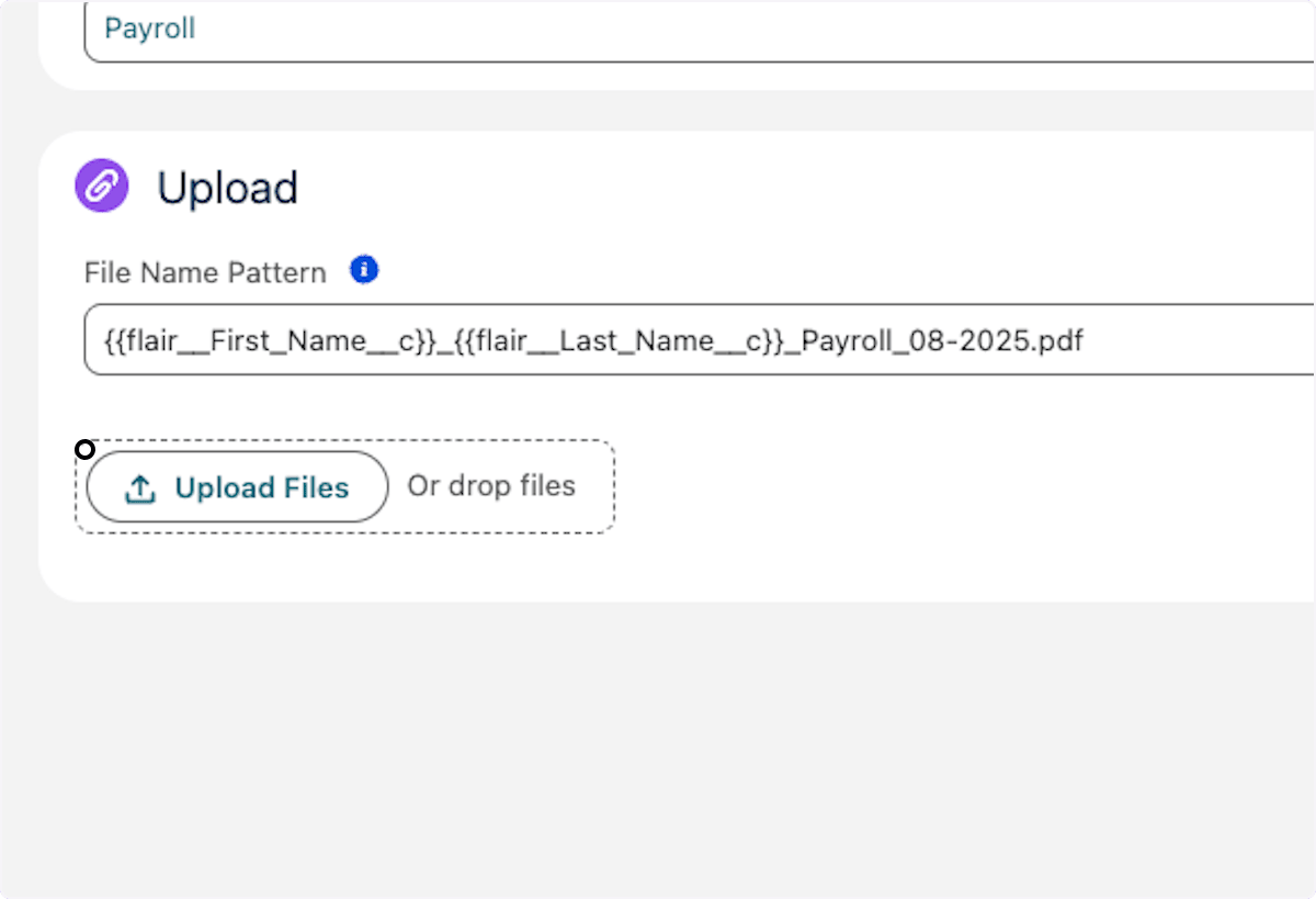Upload Files action in a Mass Employee Documents Upload