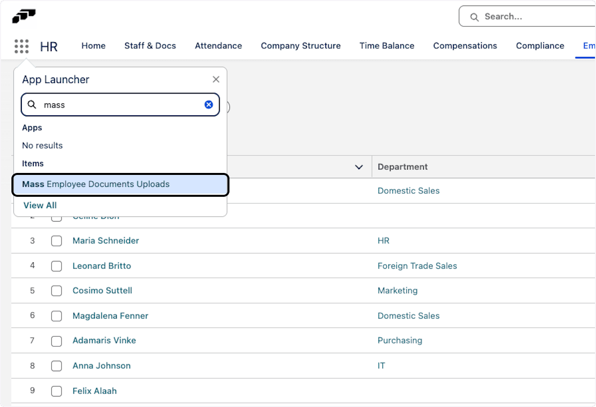 Mass Employee Documents Uploads in the App Launcher