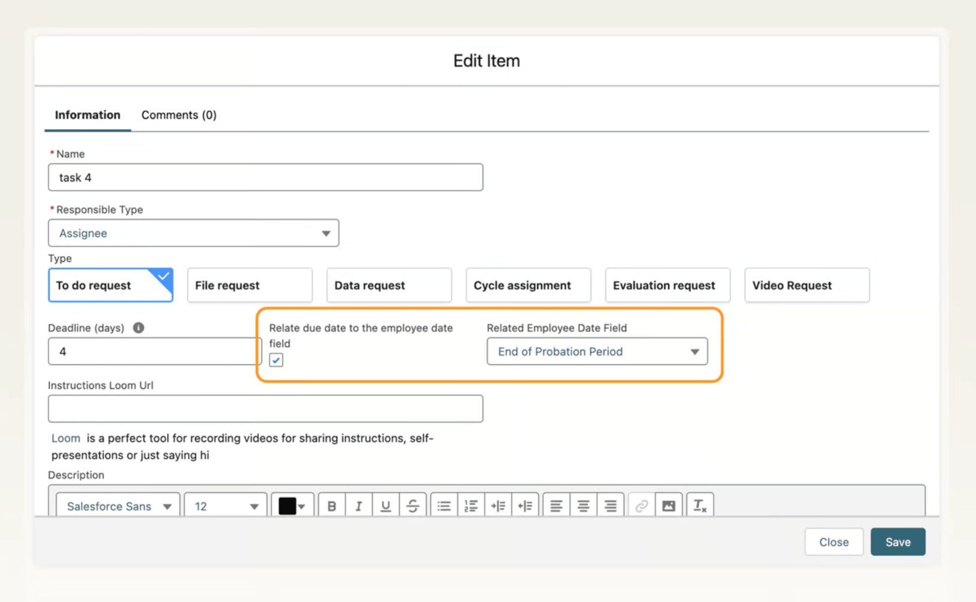 Former task start-date and deadline settings