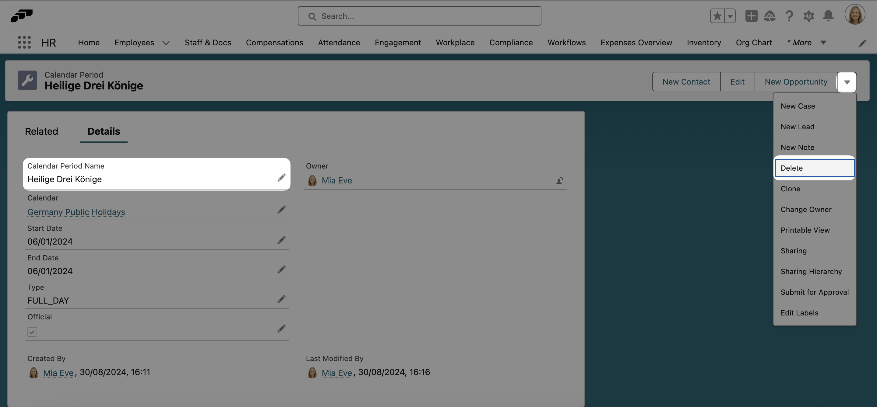 Editing and deleting public holidays in flair