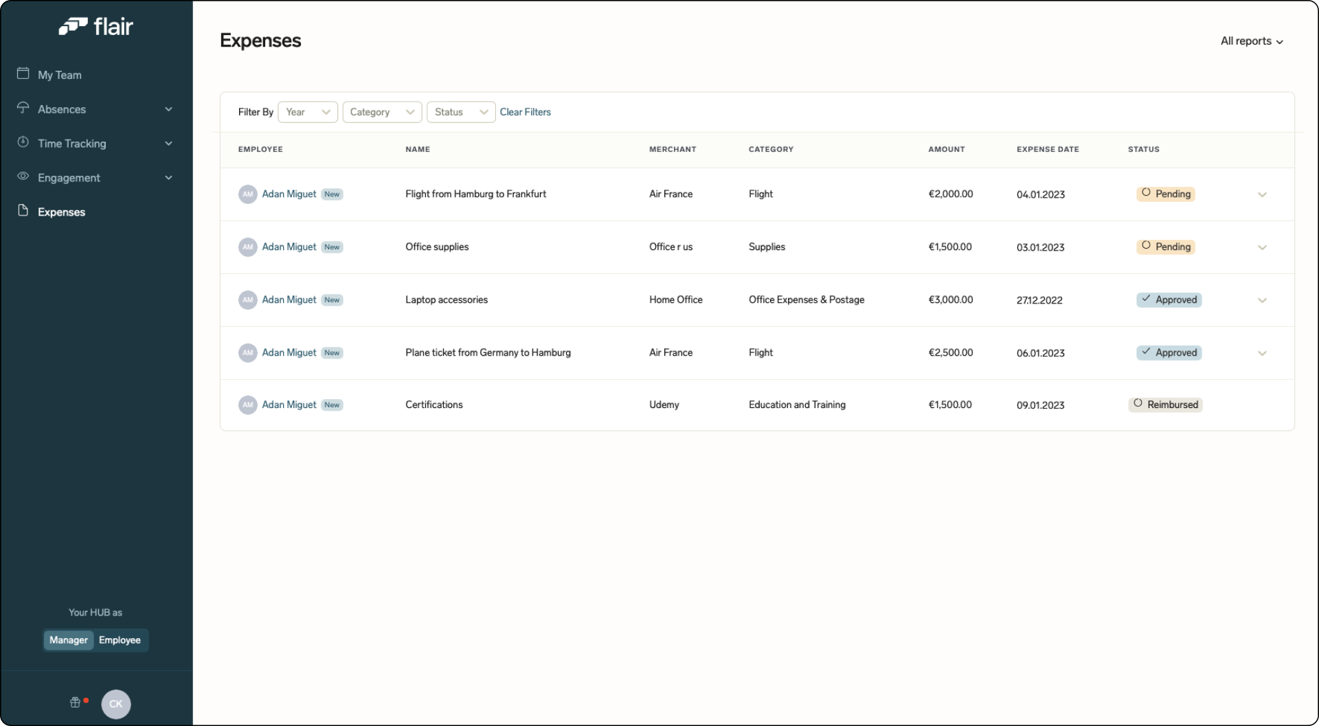 Expense Claim in My Team