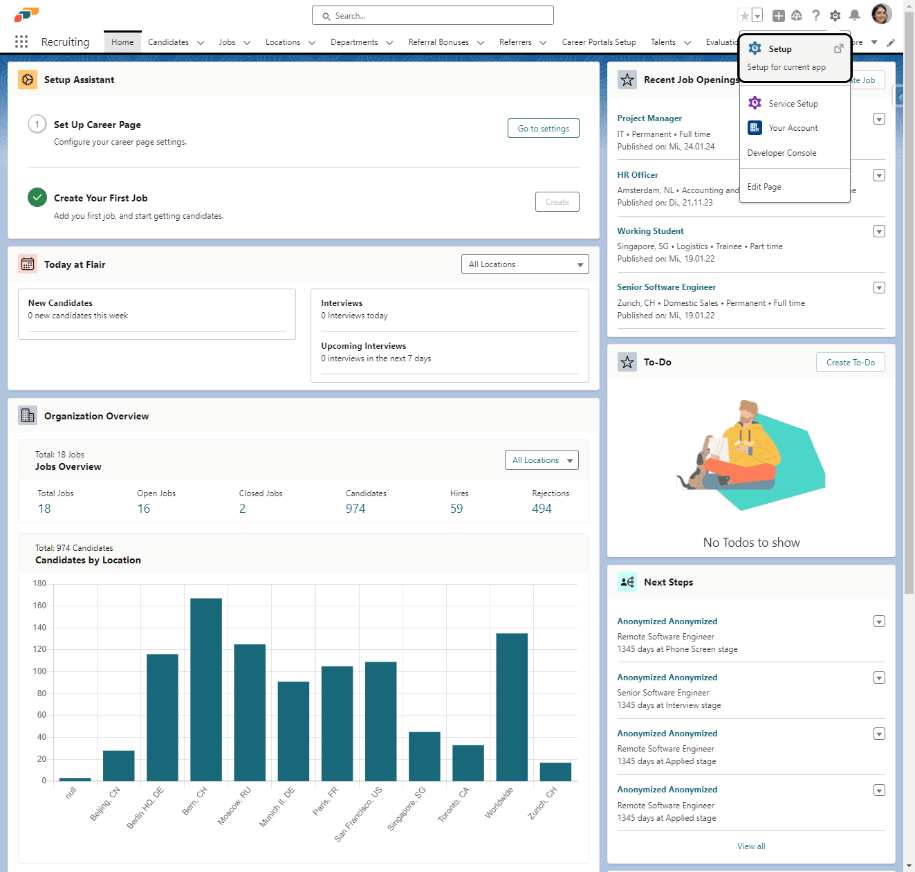 Salesforce Setup menu for managing email templates