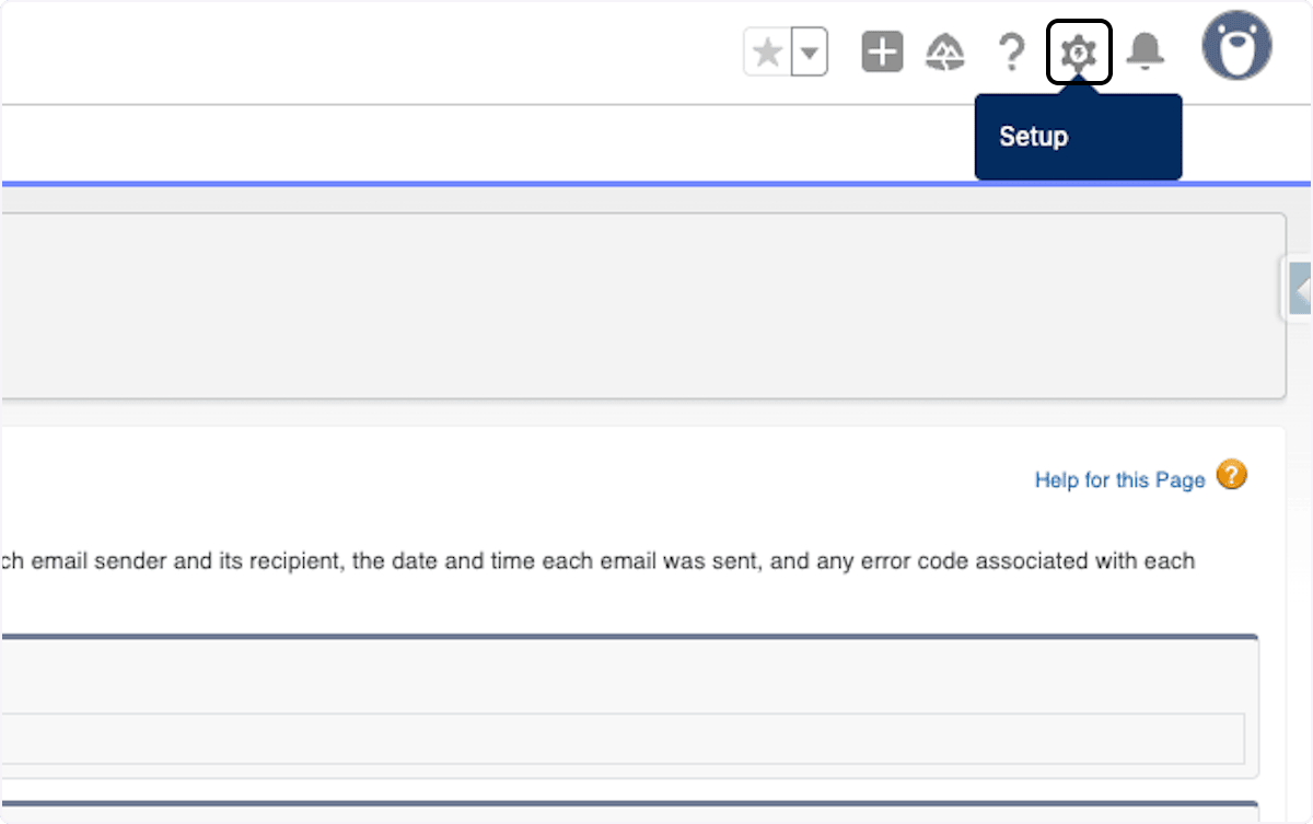 Salesforce Setup menu for requesting email logs