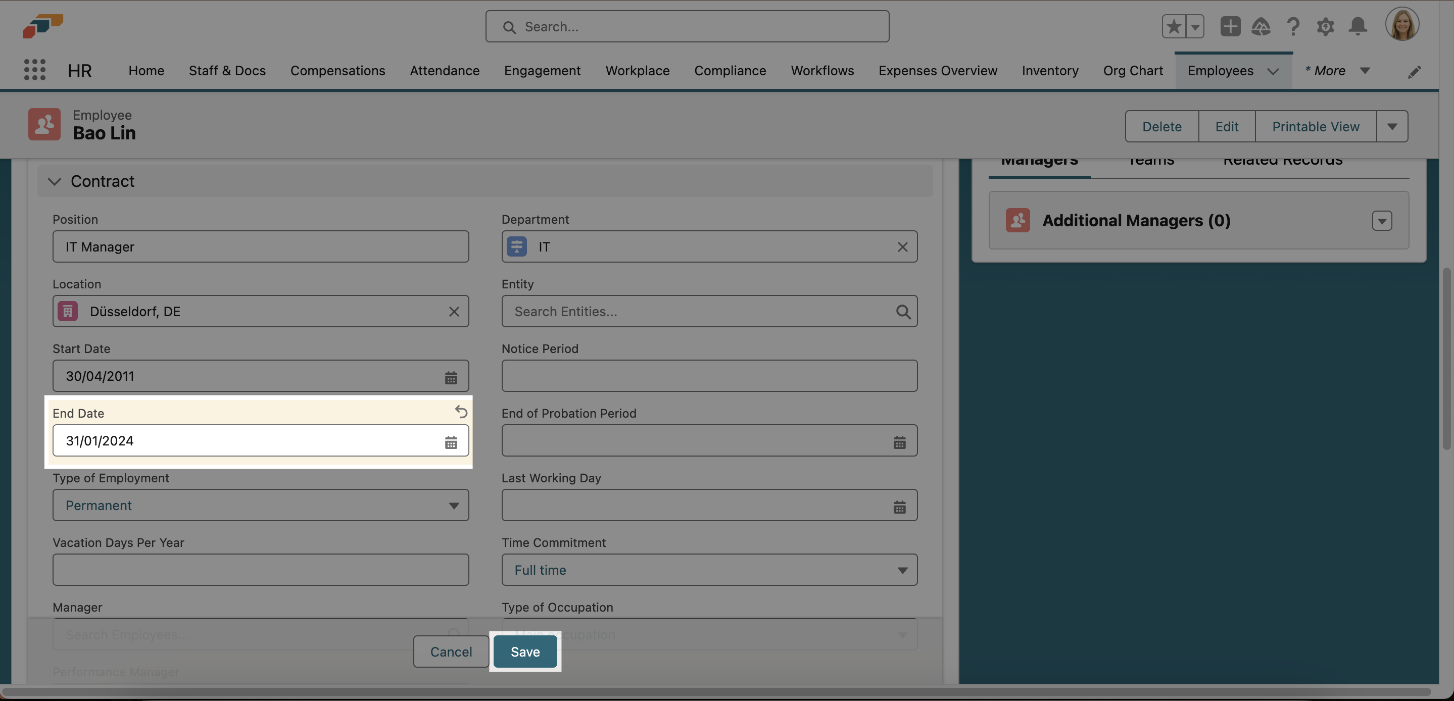 Add an End Date in flair for employees leaving your company