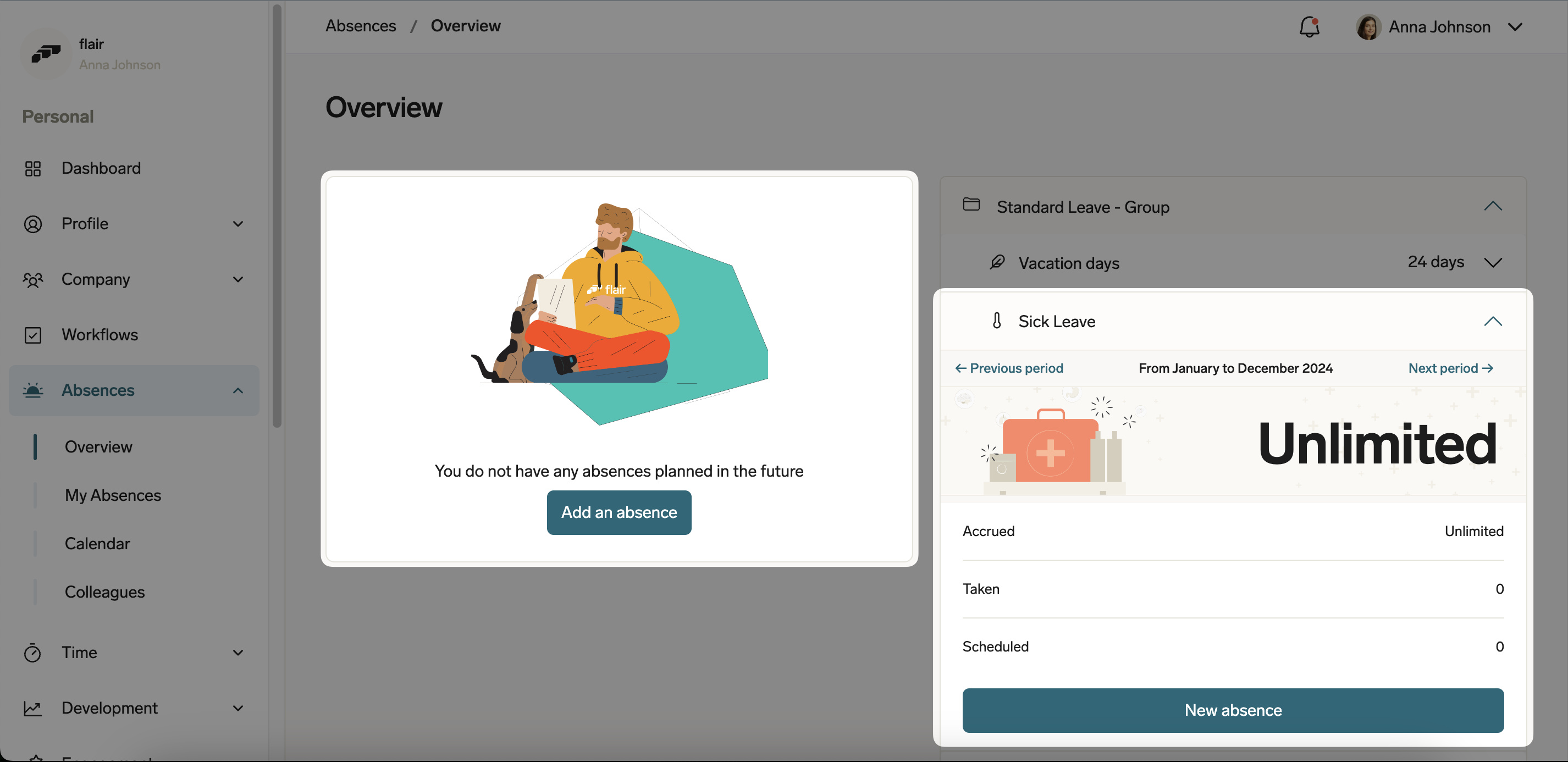 Requesting an absence in the Employee Hub