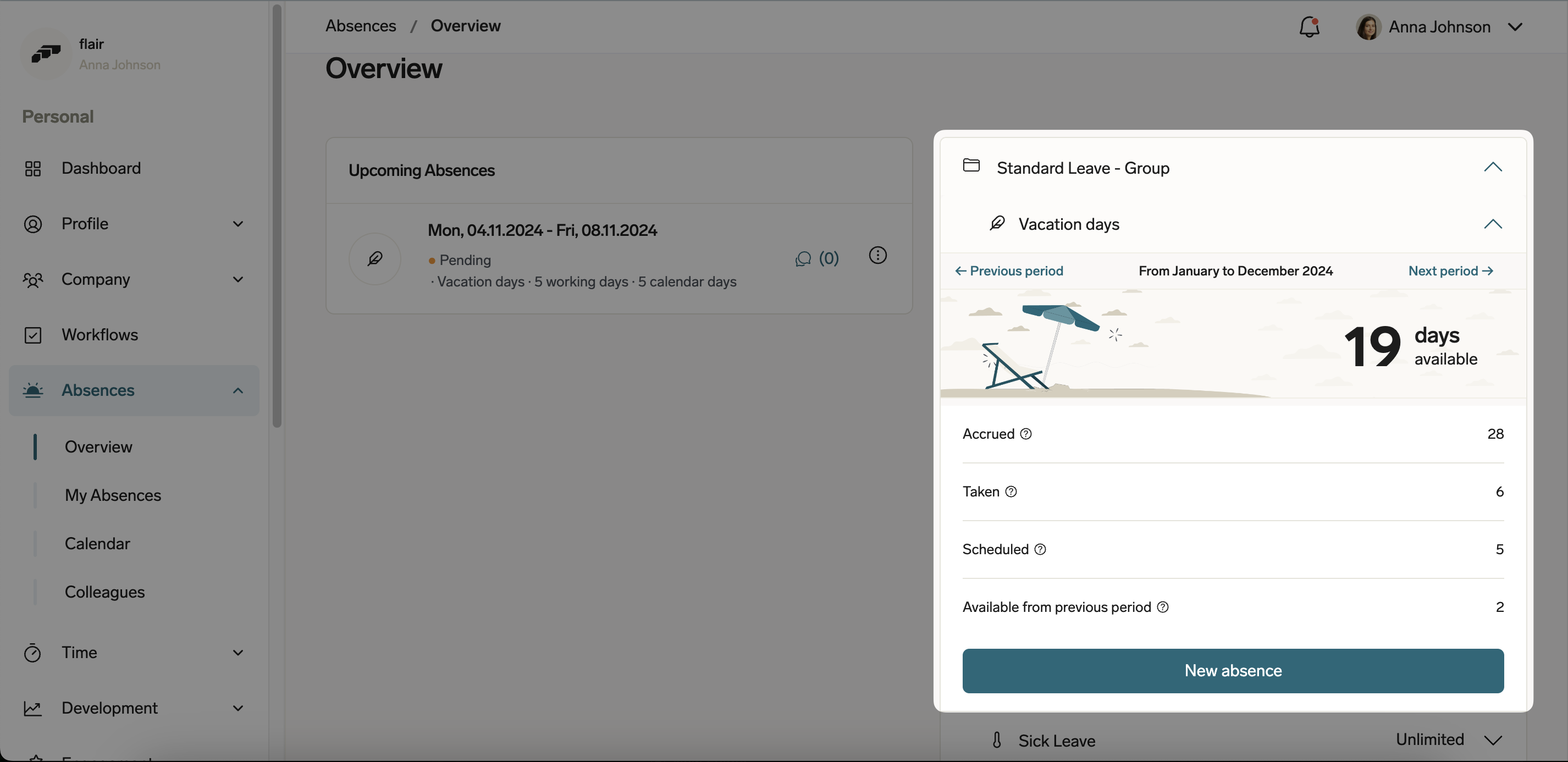 View your remaining absence allowance