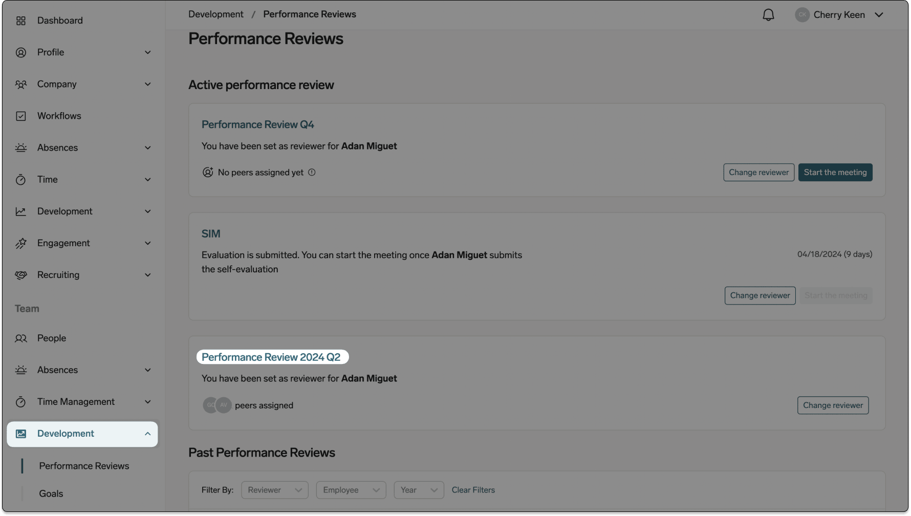 Assigned peer Performance Review in the Employee Hub