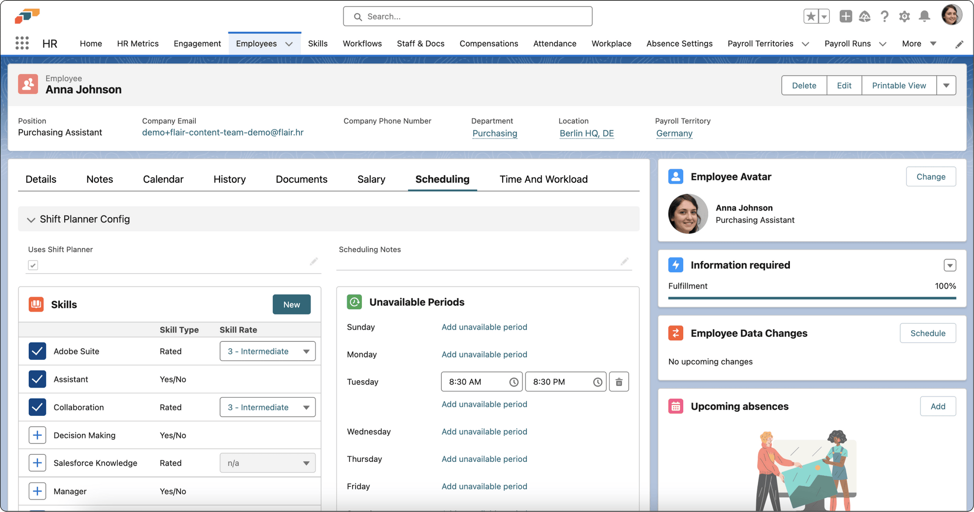 A skill assigned from an employee record