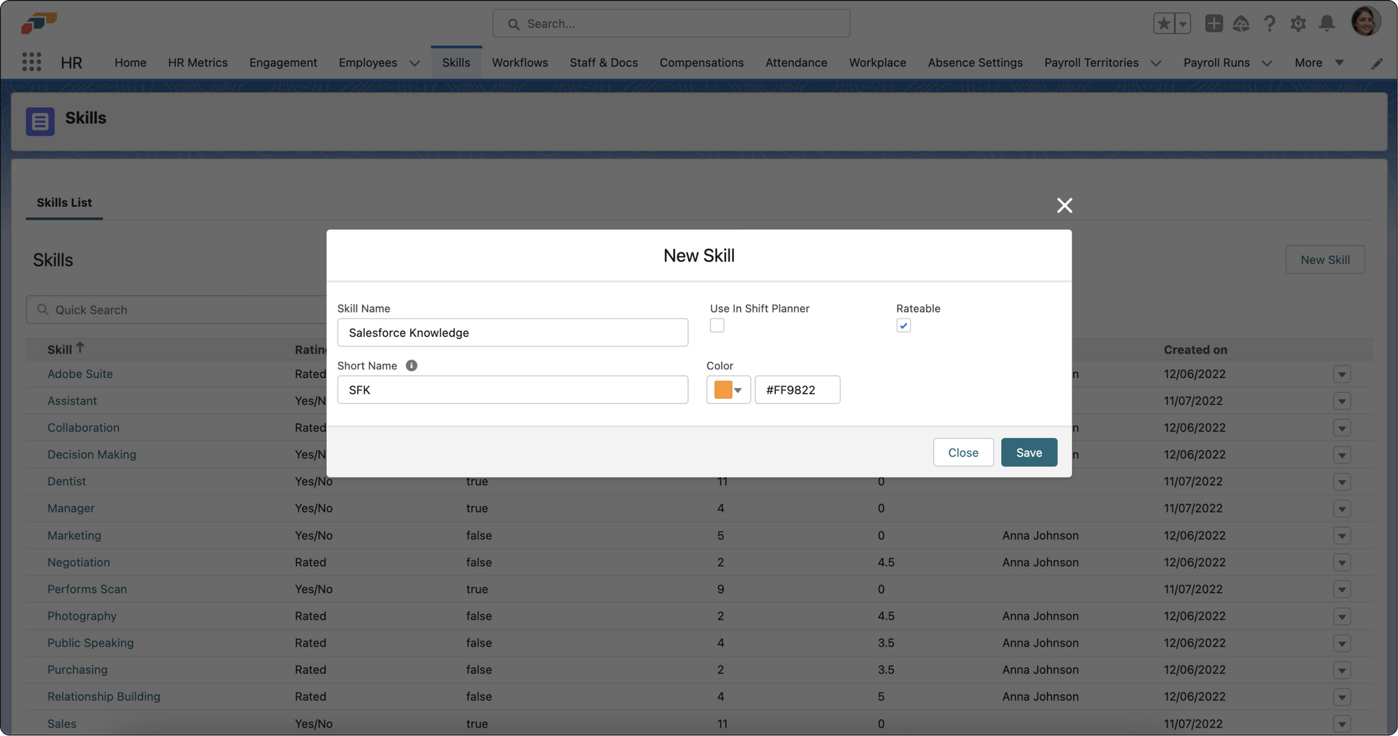 Fill in a few fields to create a new skill