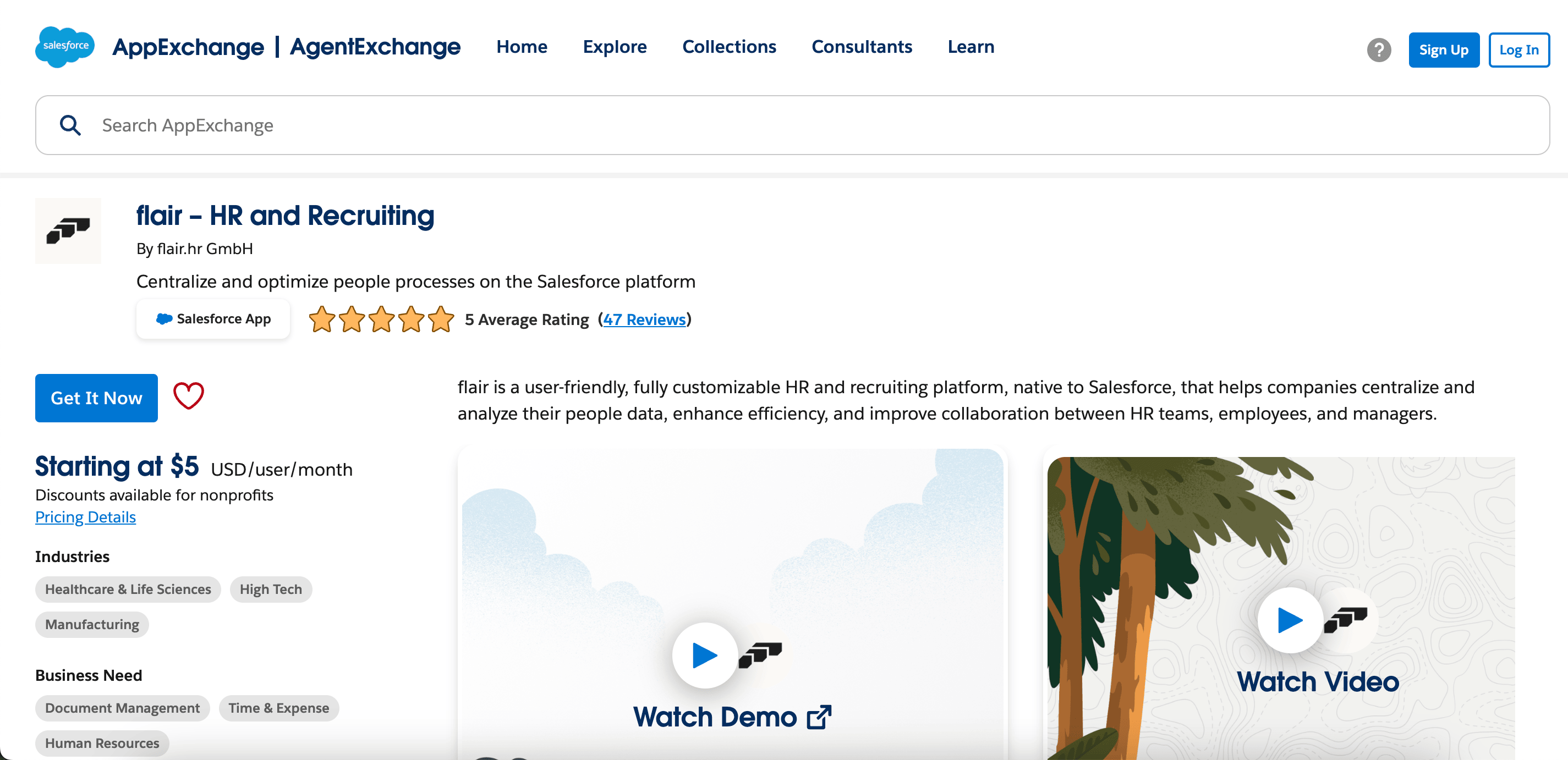 flair listing on Salesforce AppExchange