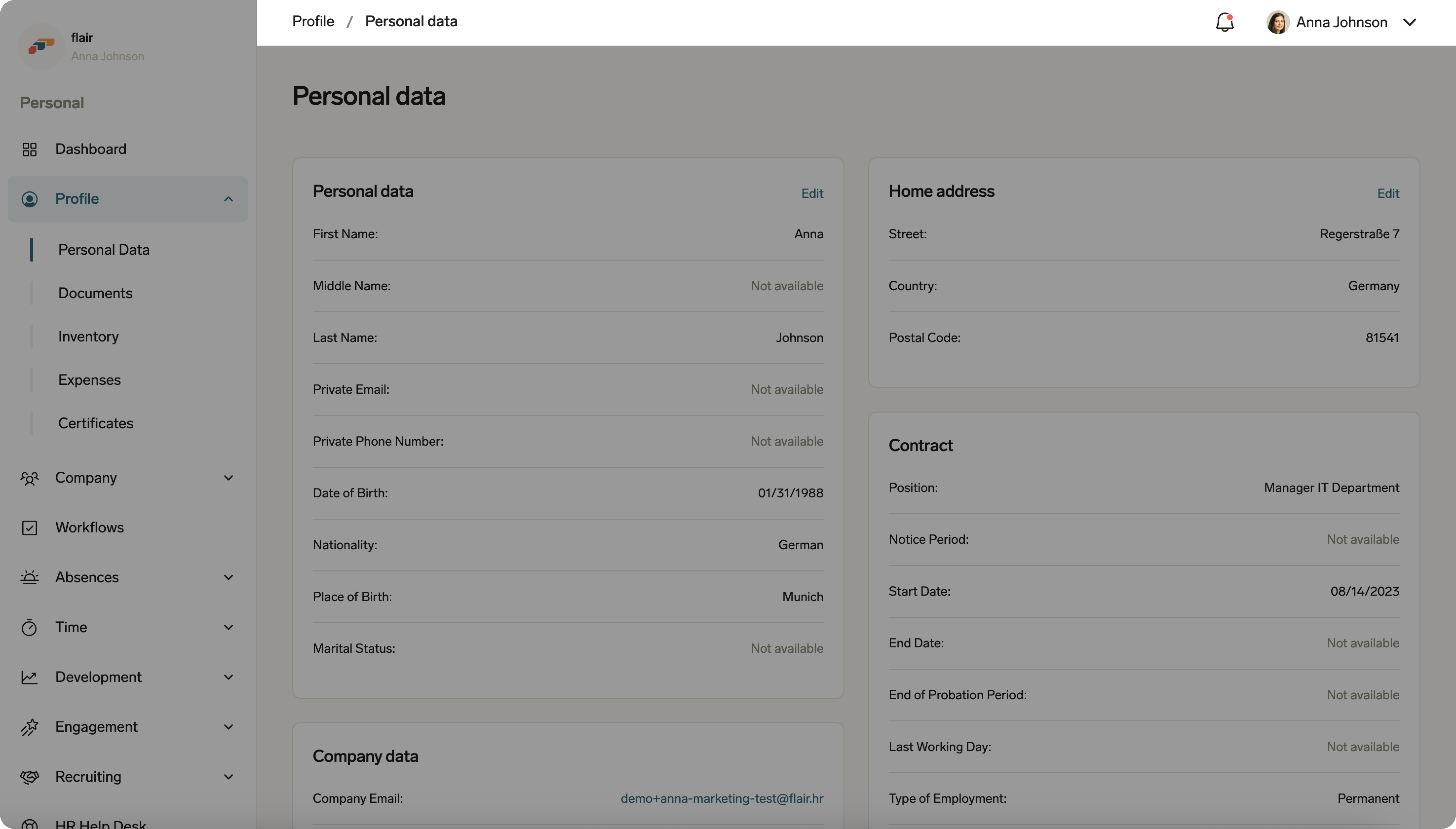 Employee Hub status bar