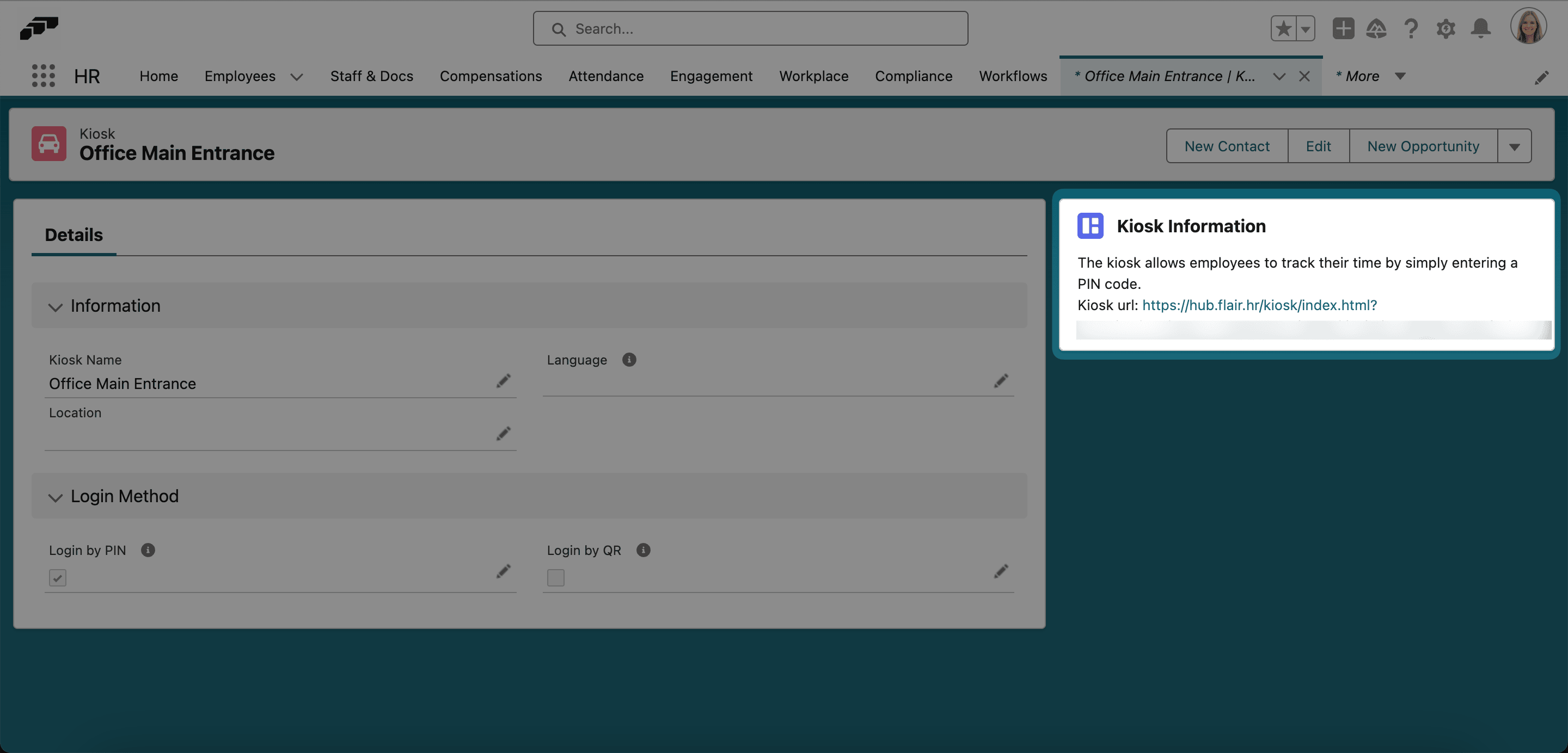 The kiosk URL in Salesforce