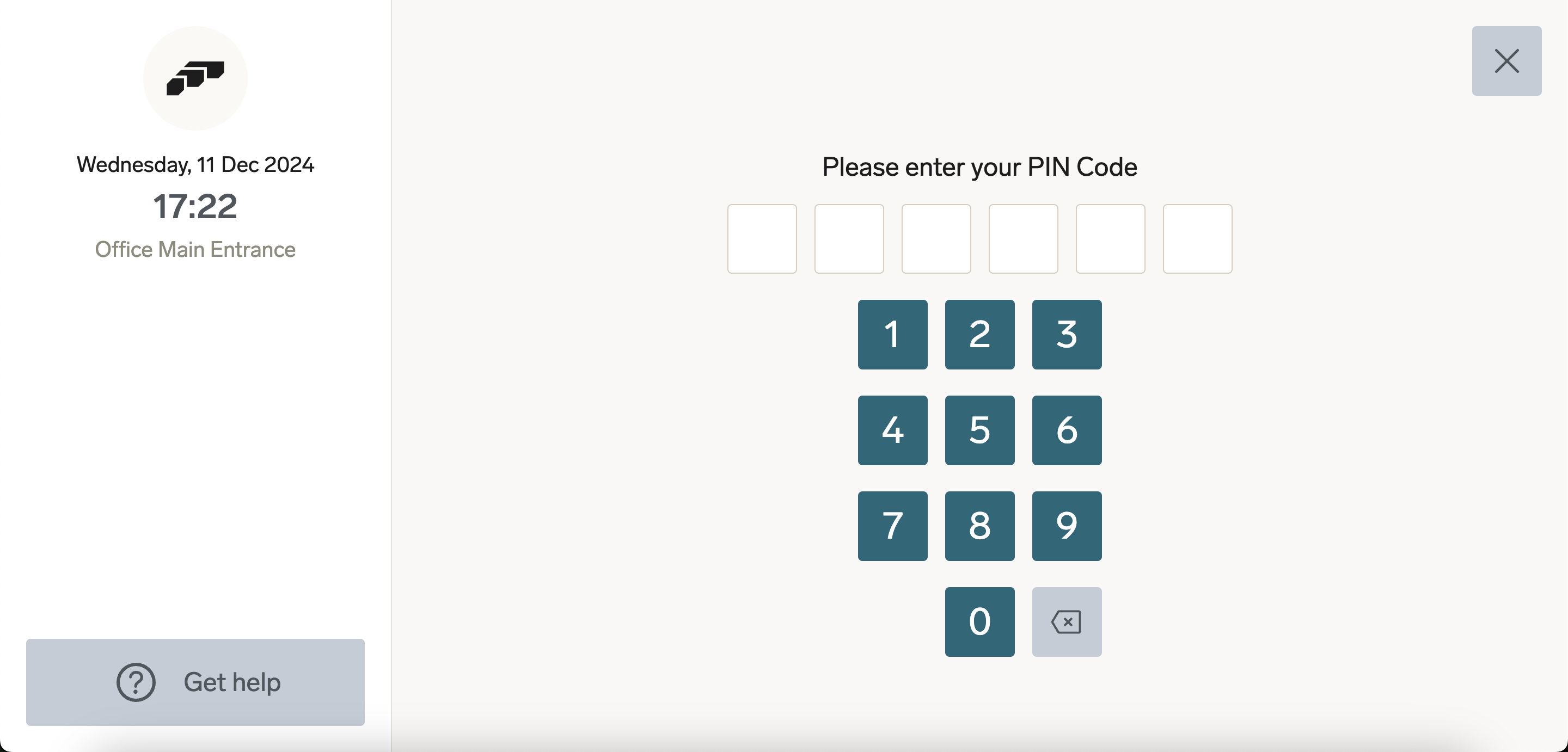 Enter your PIN to use the time tracking features