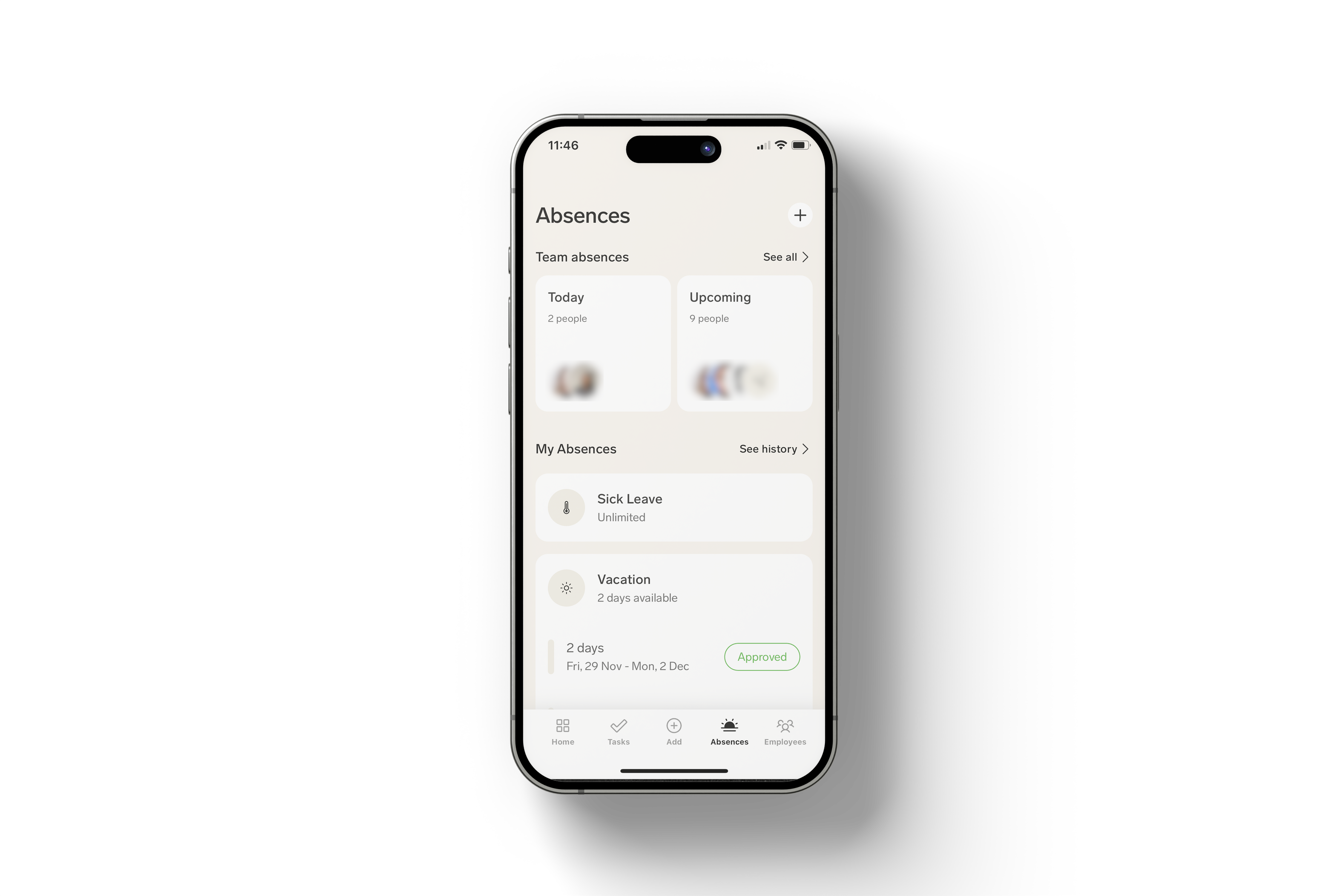 View absences in the flair mobile app