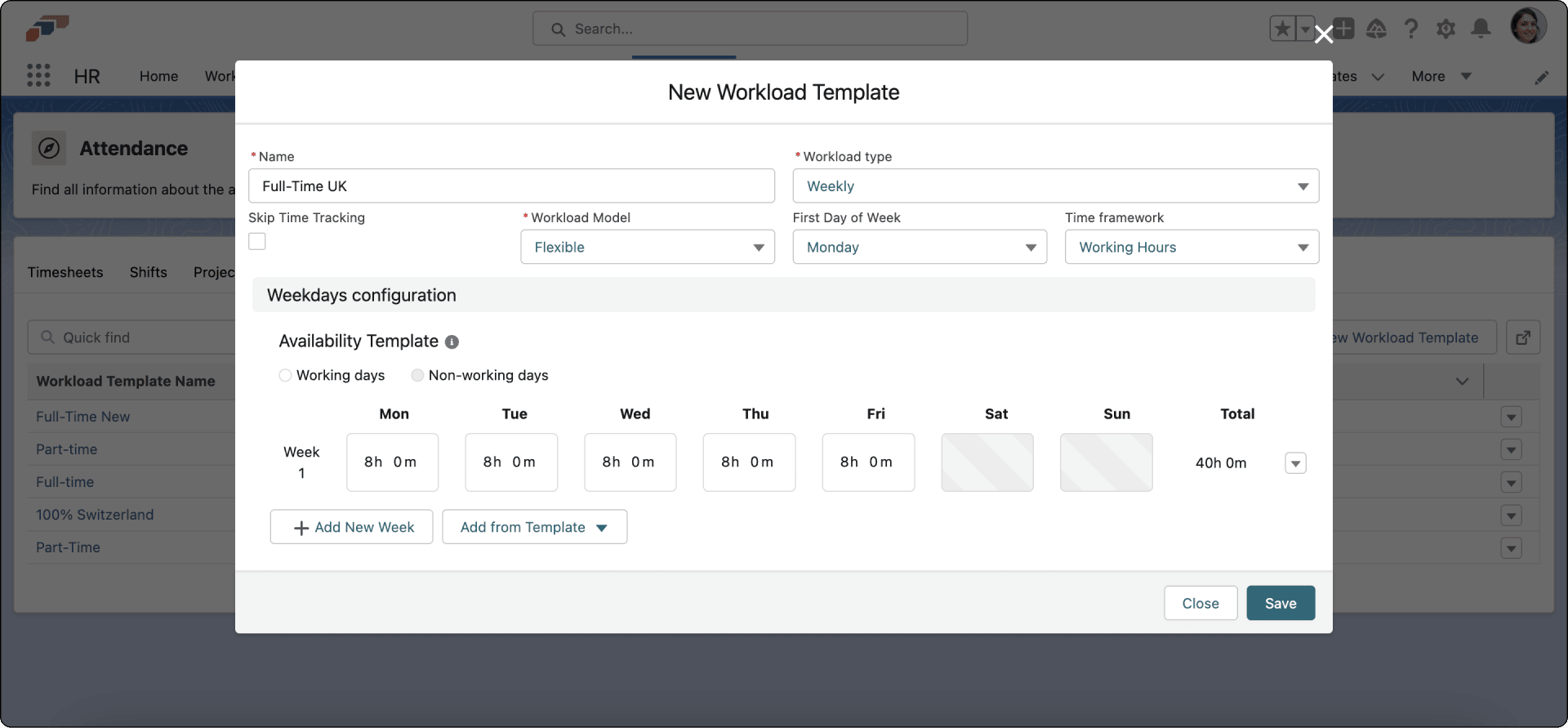 A flexible Workload Template