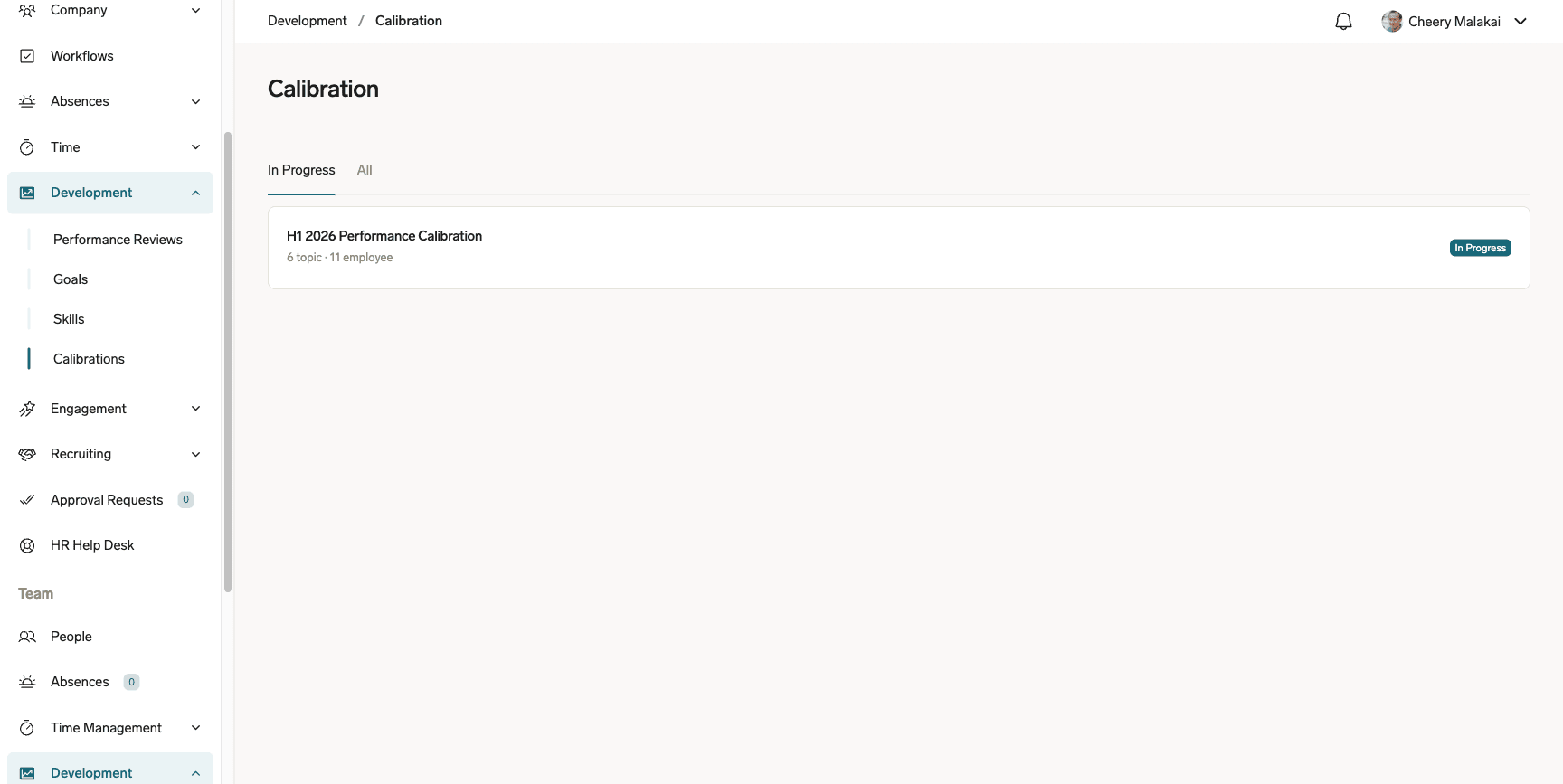 Calibration Sessions available in the Employee Hub