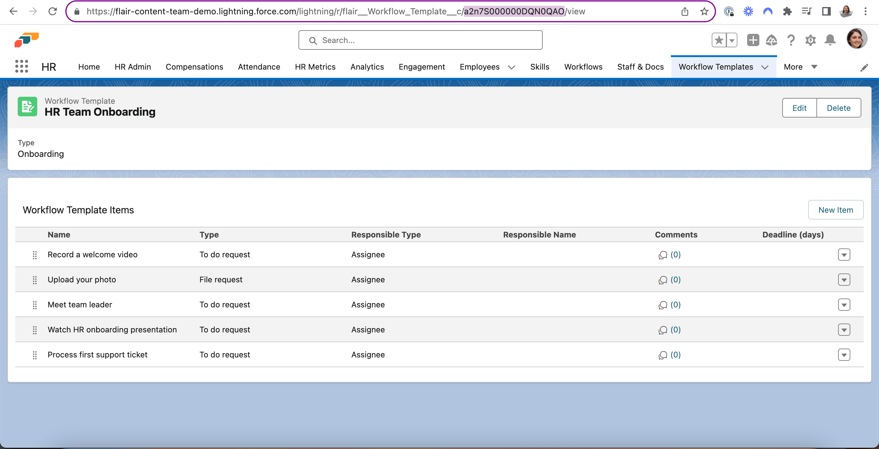 Template ID in the workflow action