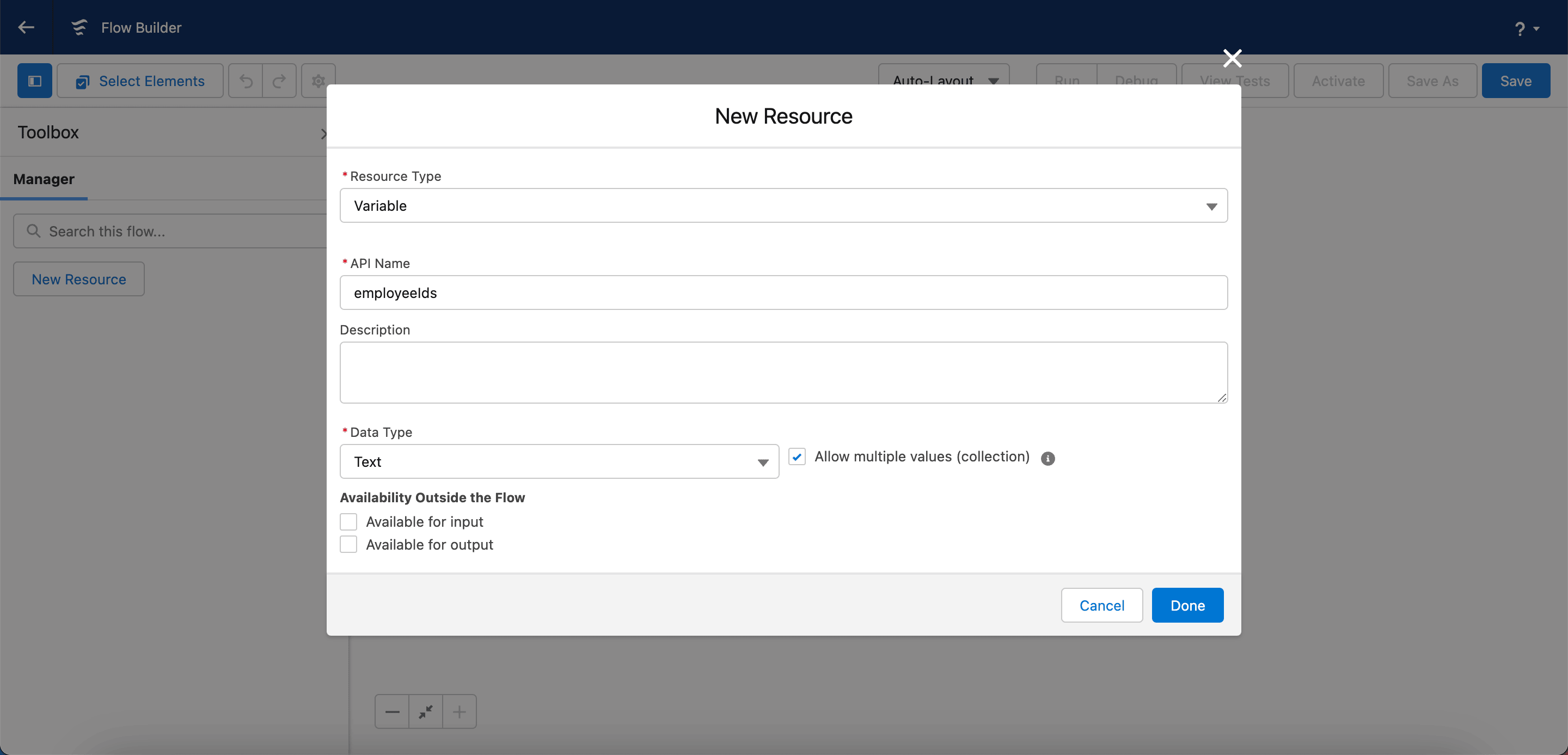 Collection variable for employee IDs
