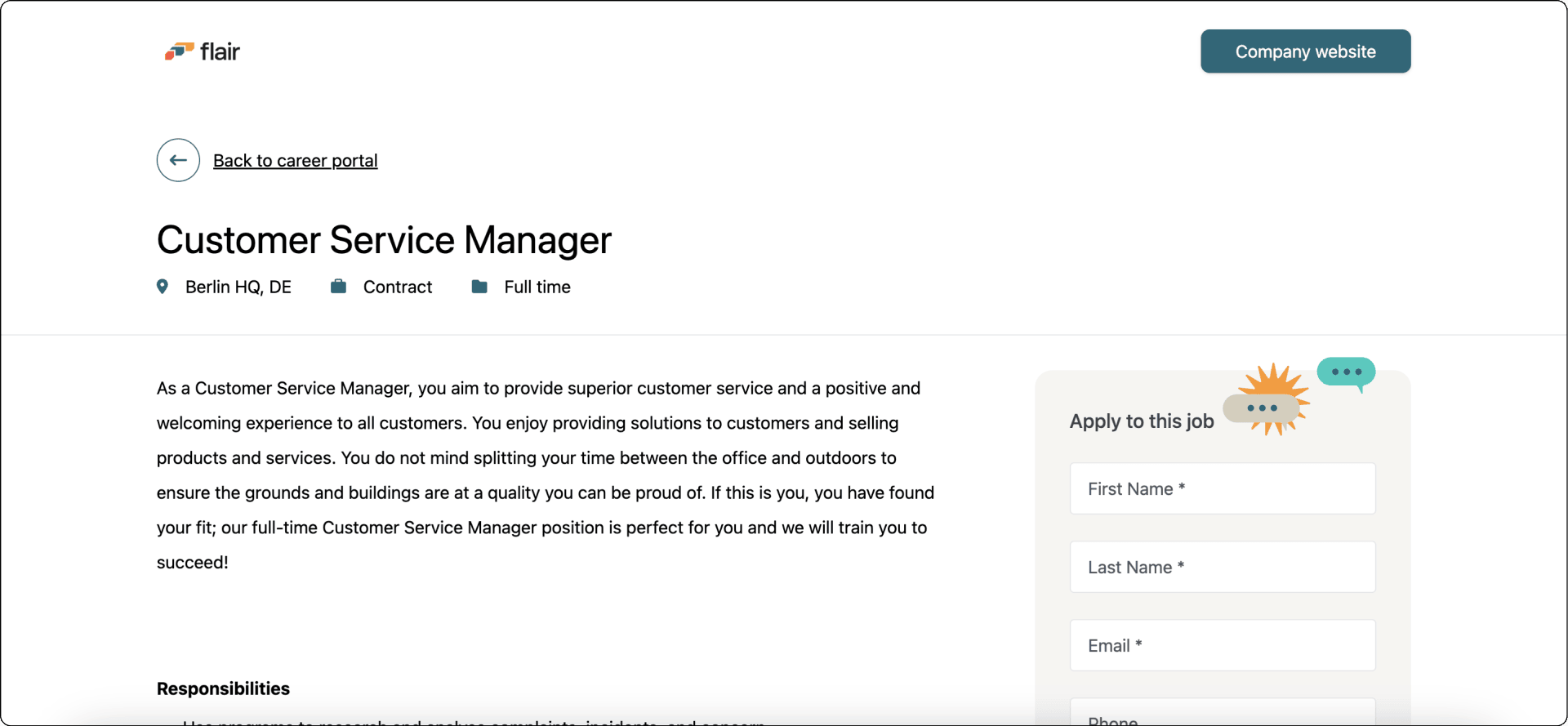 Job description page preview