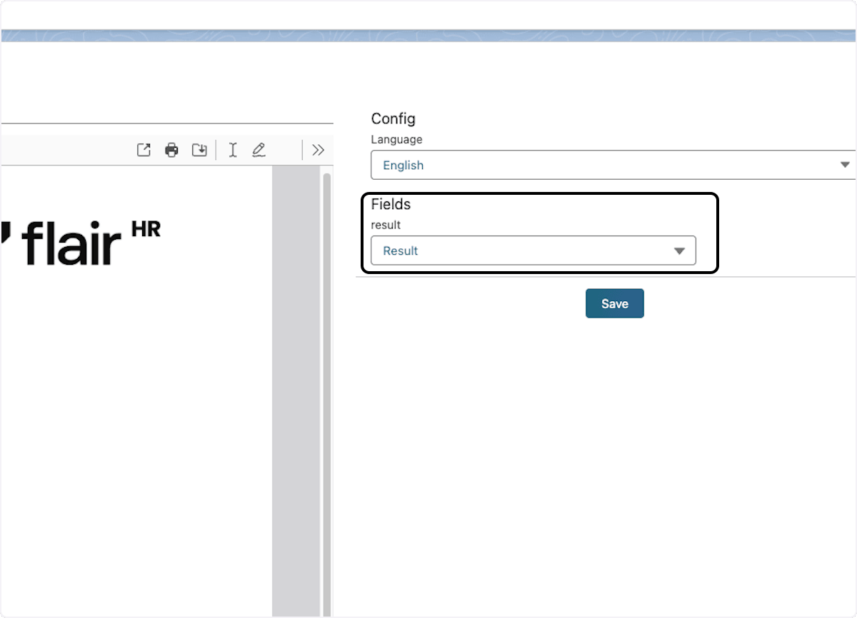 Result placeholder mapped to the Result field
