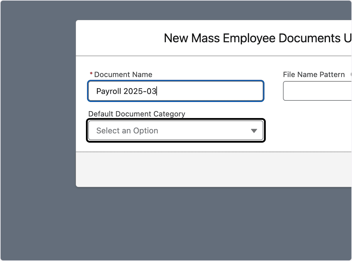New Mass Employee Documents Upload record with its document category