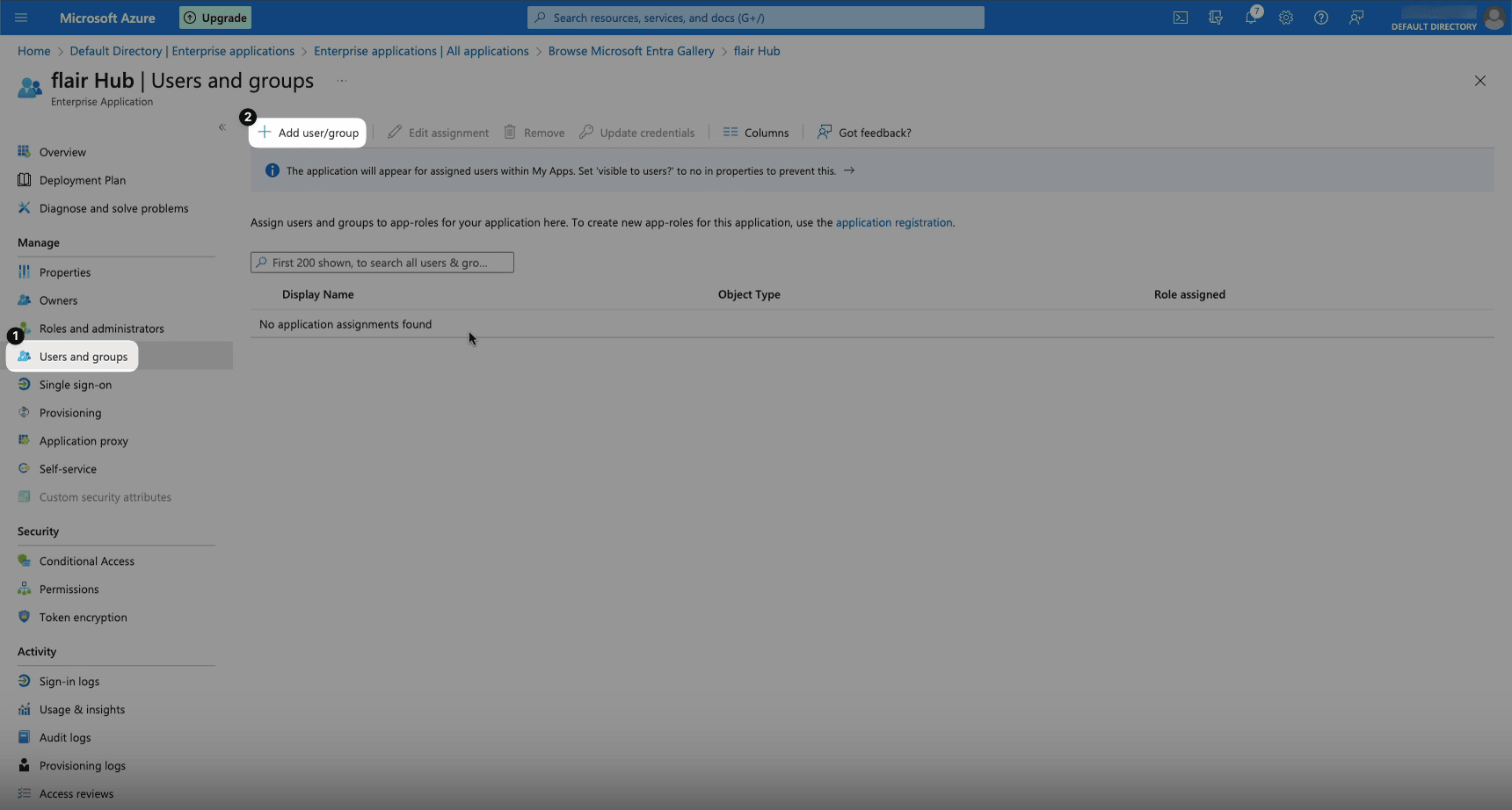Add User or Group action in Microsoft Entra ID