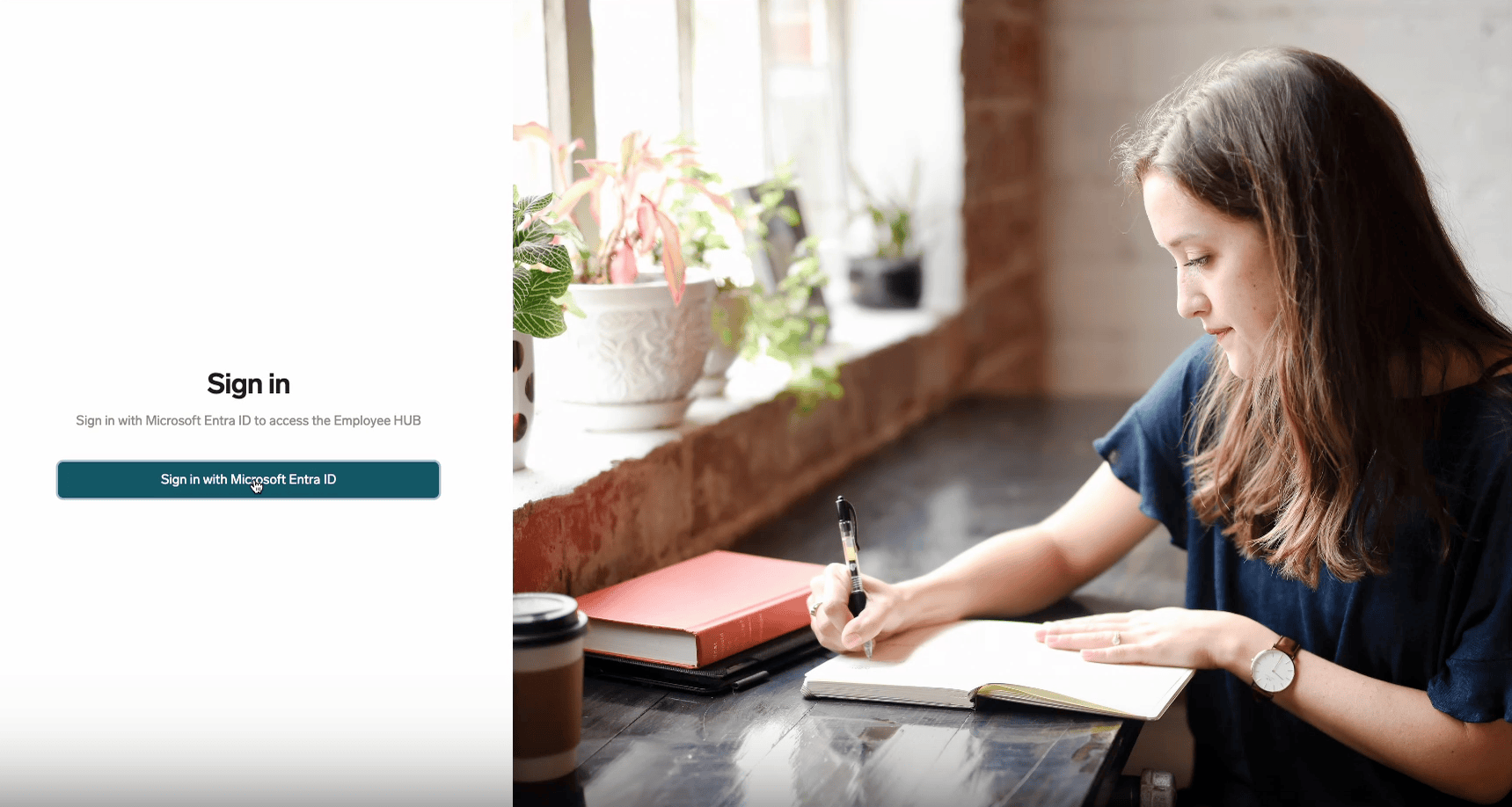 Microsoft Entra ID option on the Employee Hub sign-in page