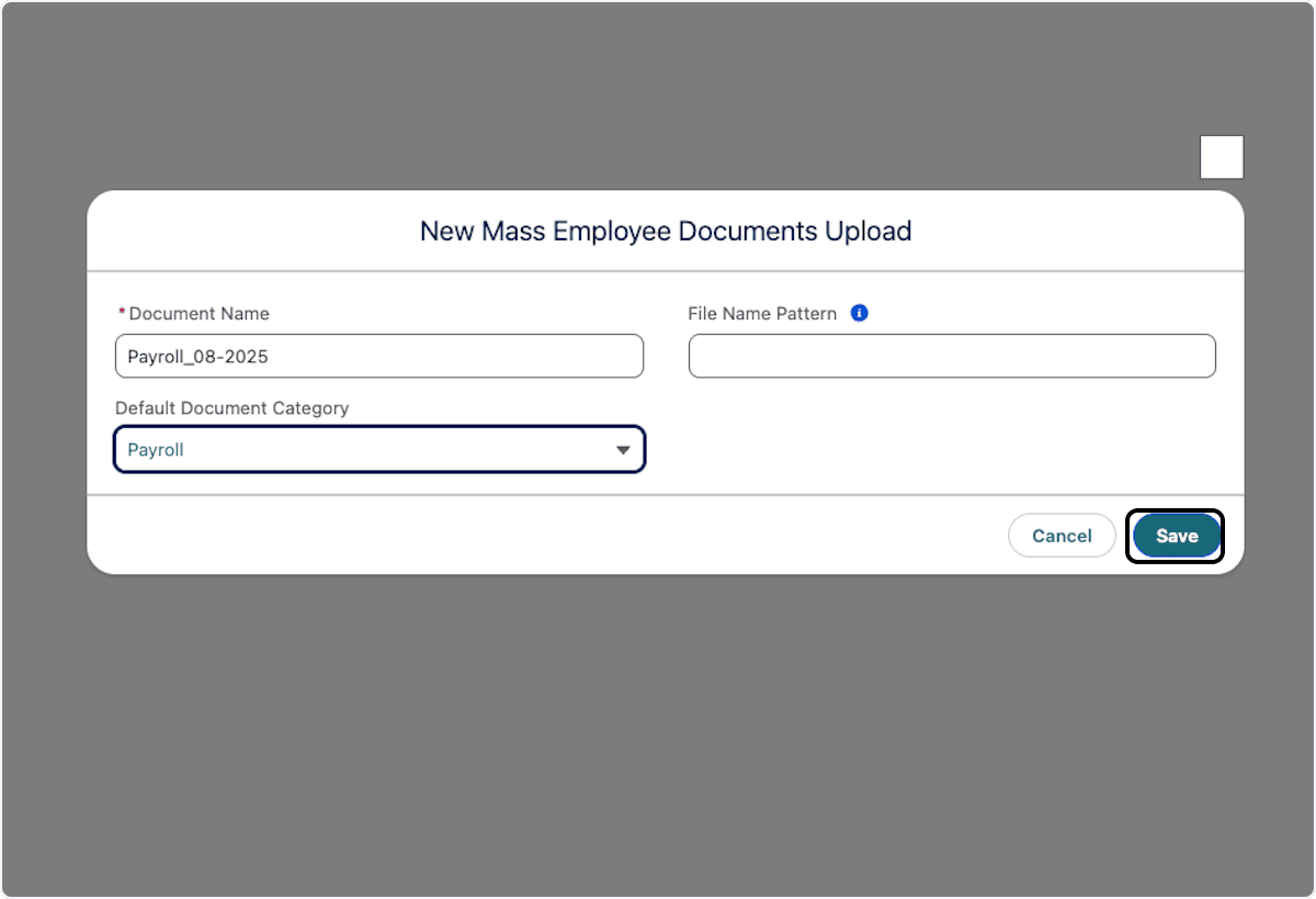 Saved Mass Employee Documents Upload template