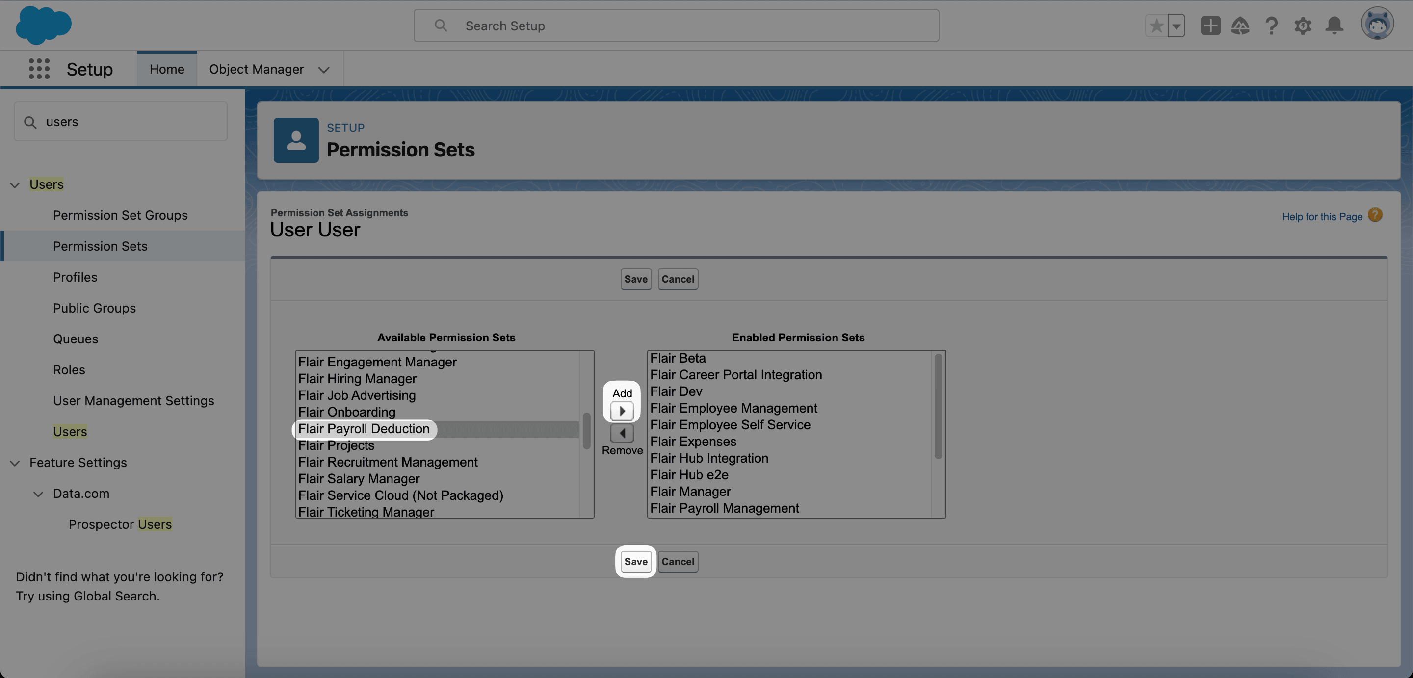 Payroll deduction permission set assigned to the integration user