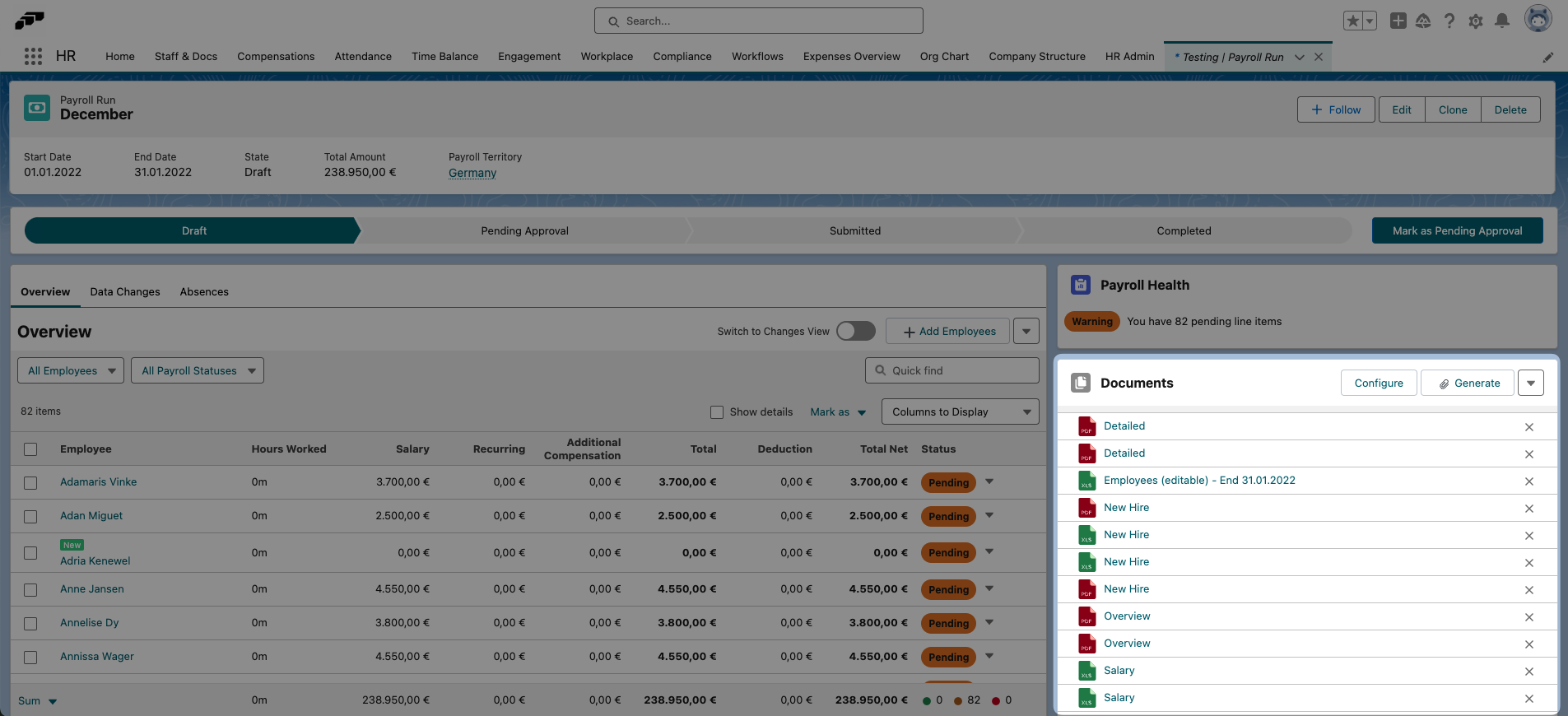 You can also generate payroll documents using flair