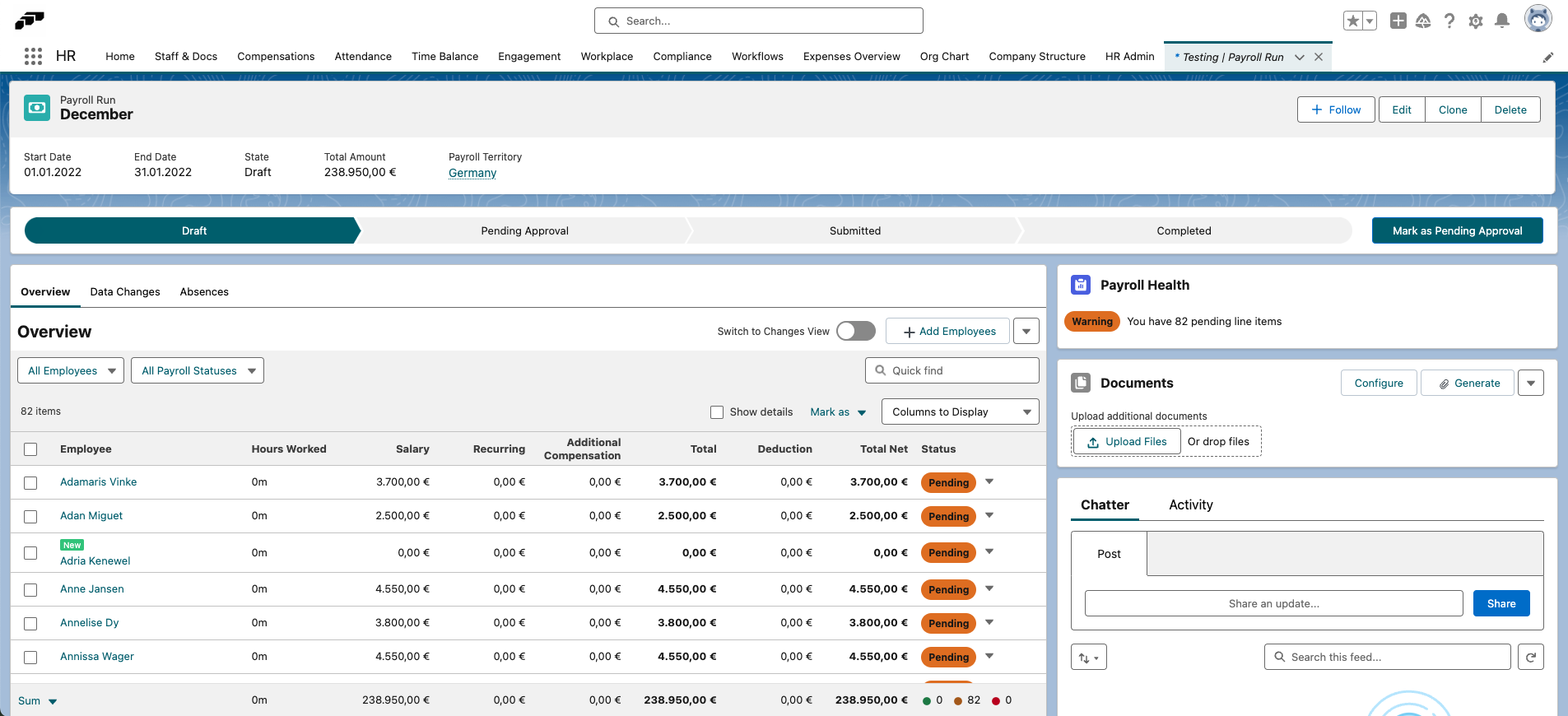 Overview of a flair payroll run