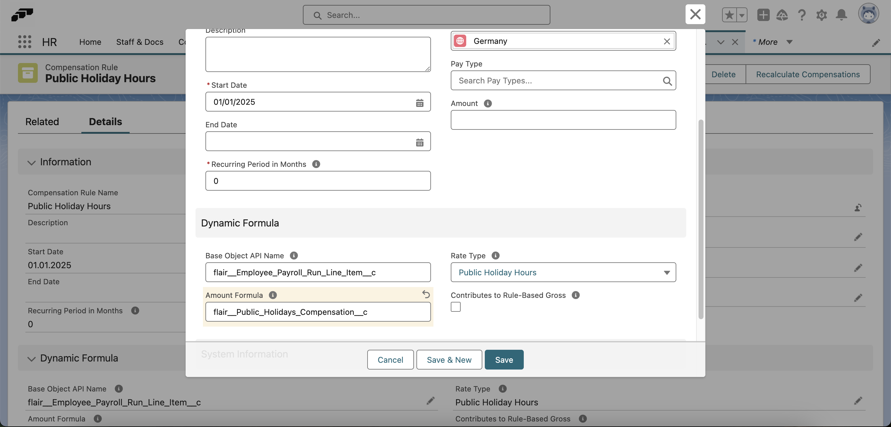 Paste the field name in the Amount Formula field