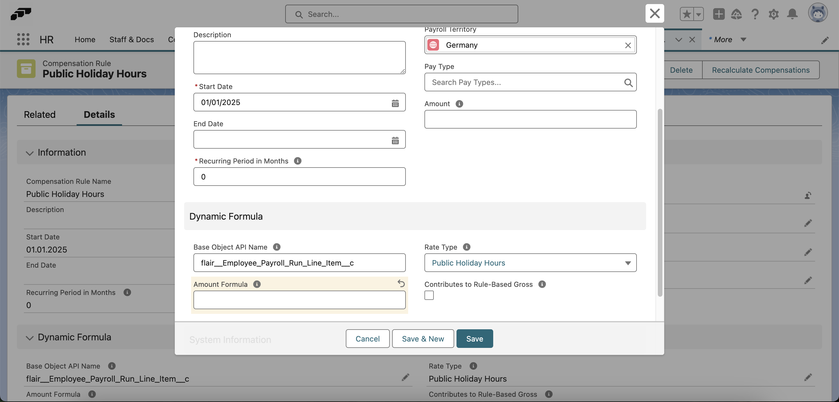 Set the Base Object API Name and Rate Type