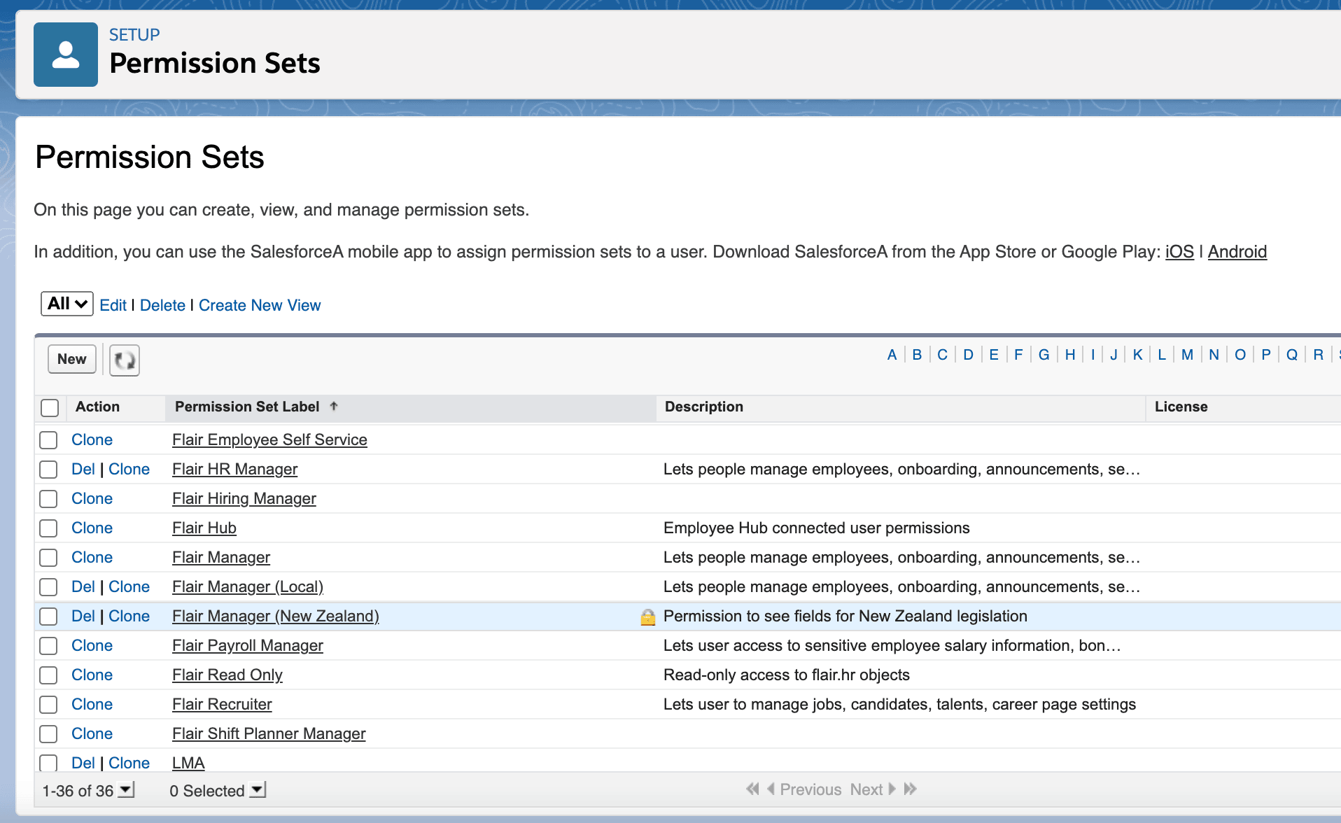 New Zealand flair Manager permission set in Salesforce