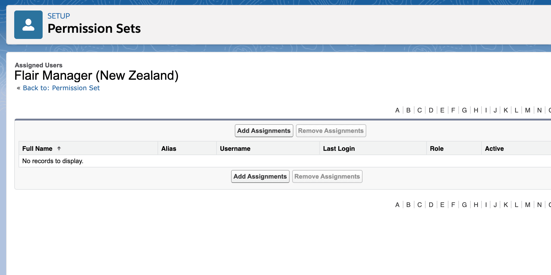 Manage Assignments action for the legislation permission set