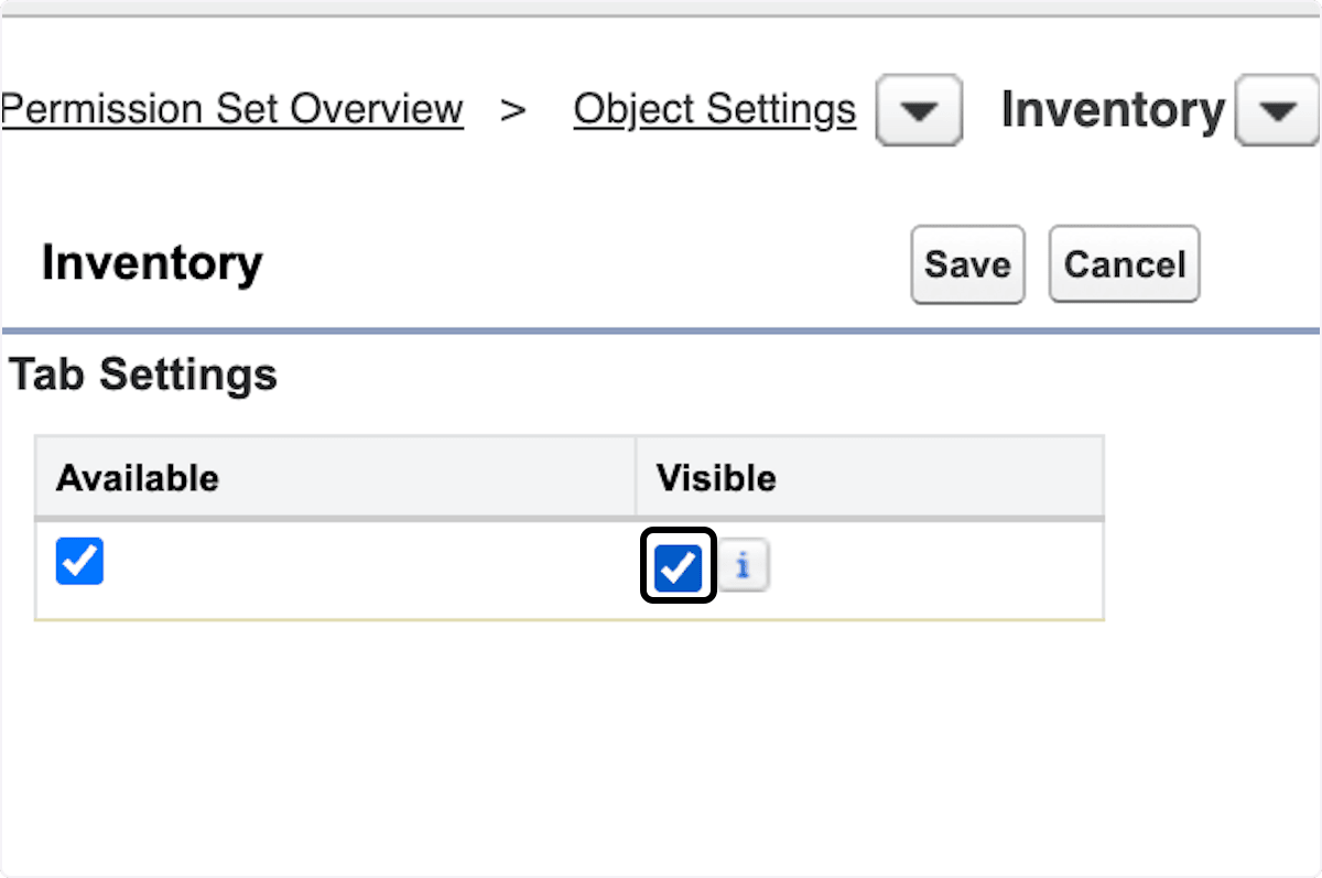 Visible tab setting for the Inventory object