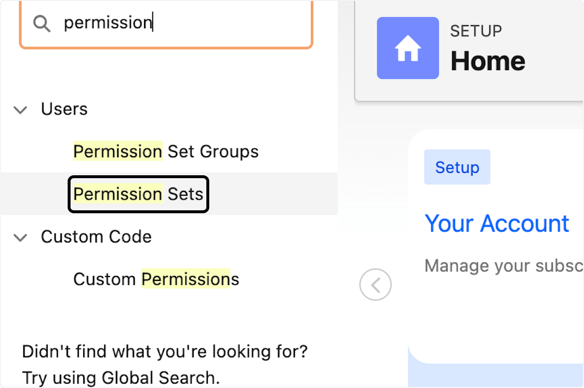 Permission Sets result in Salesforce Setup